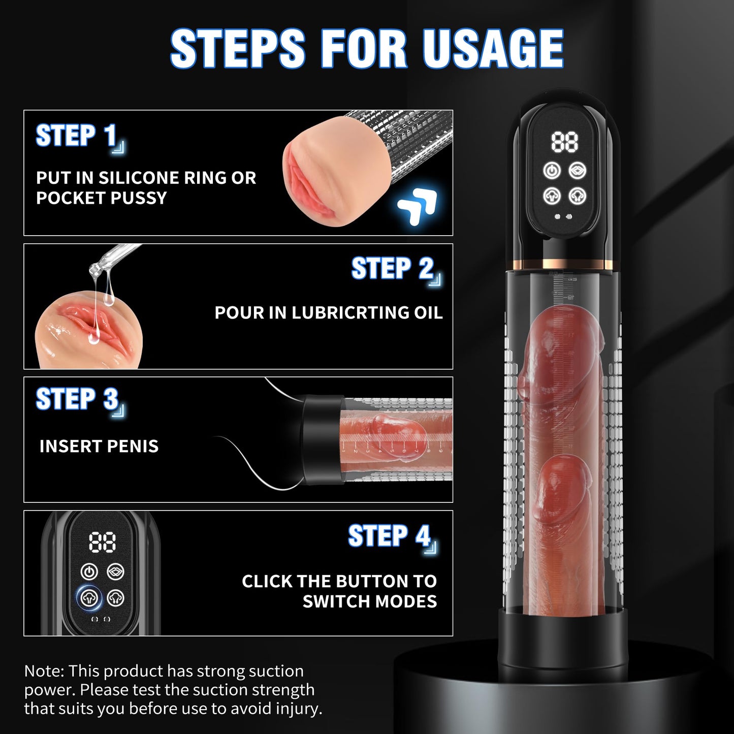 HIVEFUN Penis Pump Sex Toys - Pumps & Enlargers, Dick Pump Male Penis Vacuum Pump Electric Enlargement with 4 Suction 3 Training Modes, Cock Pump Entender Pussy Pump Adult Toys with Pocket Pussy