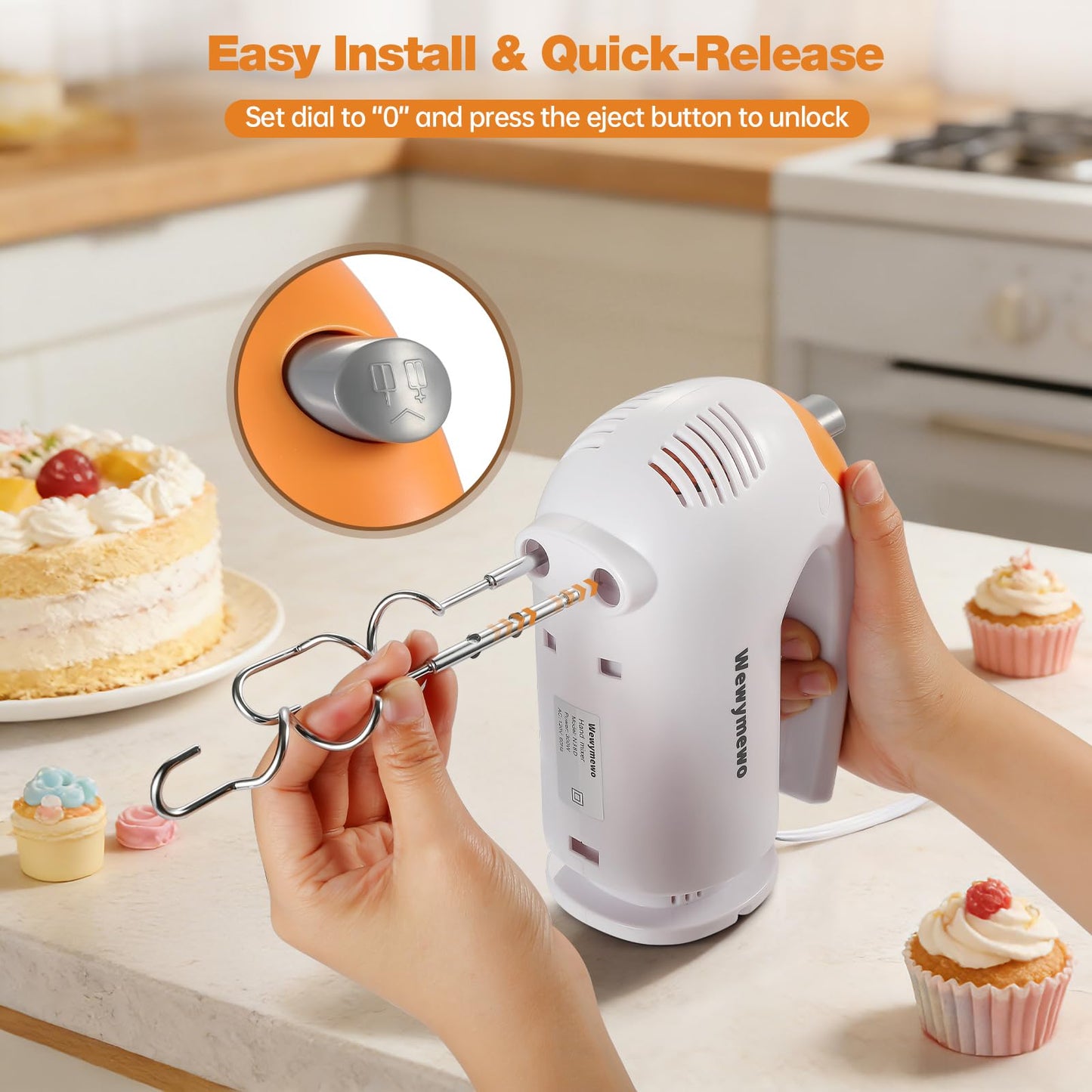 300W 5-Speed Electric Hand Mixer– Ideal for Baking, Whipping Eggs & Cookie Dough