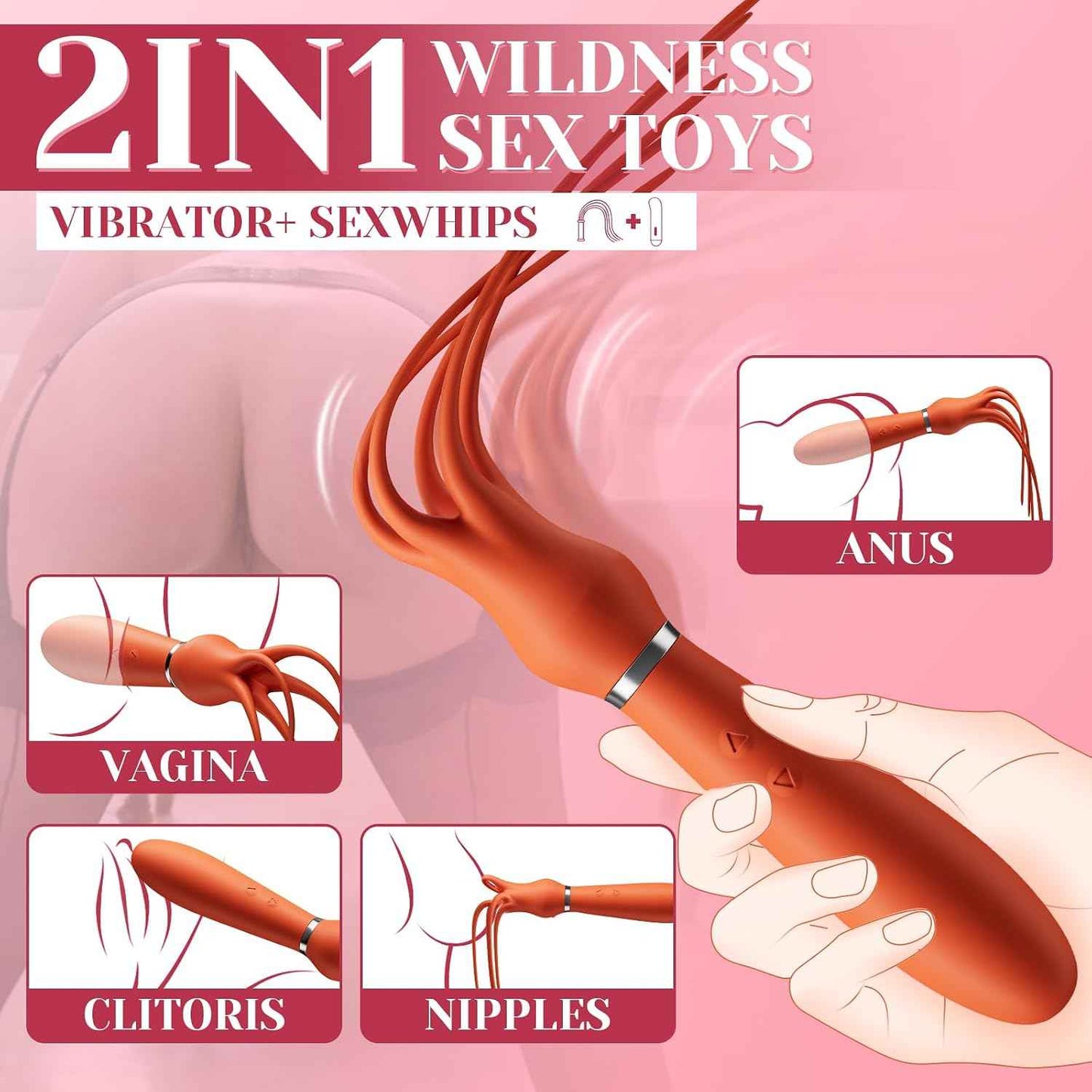 Vibrating Sex Whip Sex Toys Couple Vibrator Floggers, Adult Toys Vibrators Clitoral Stimulator Anal Toy Dildo with 9 Vibrations for Women Couples Sex Toy, Silione Tickling Massager for Foreplay