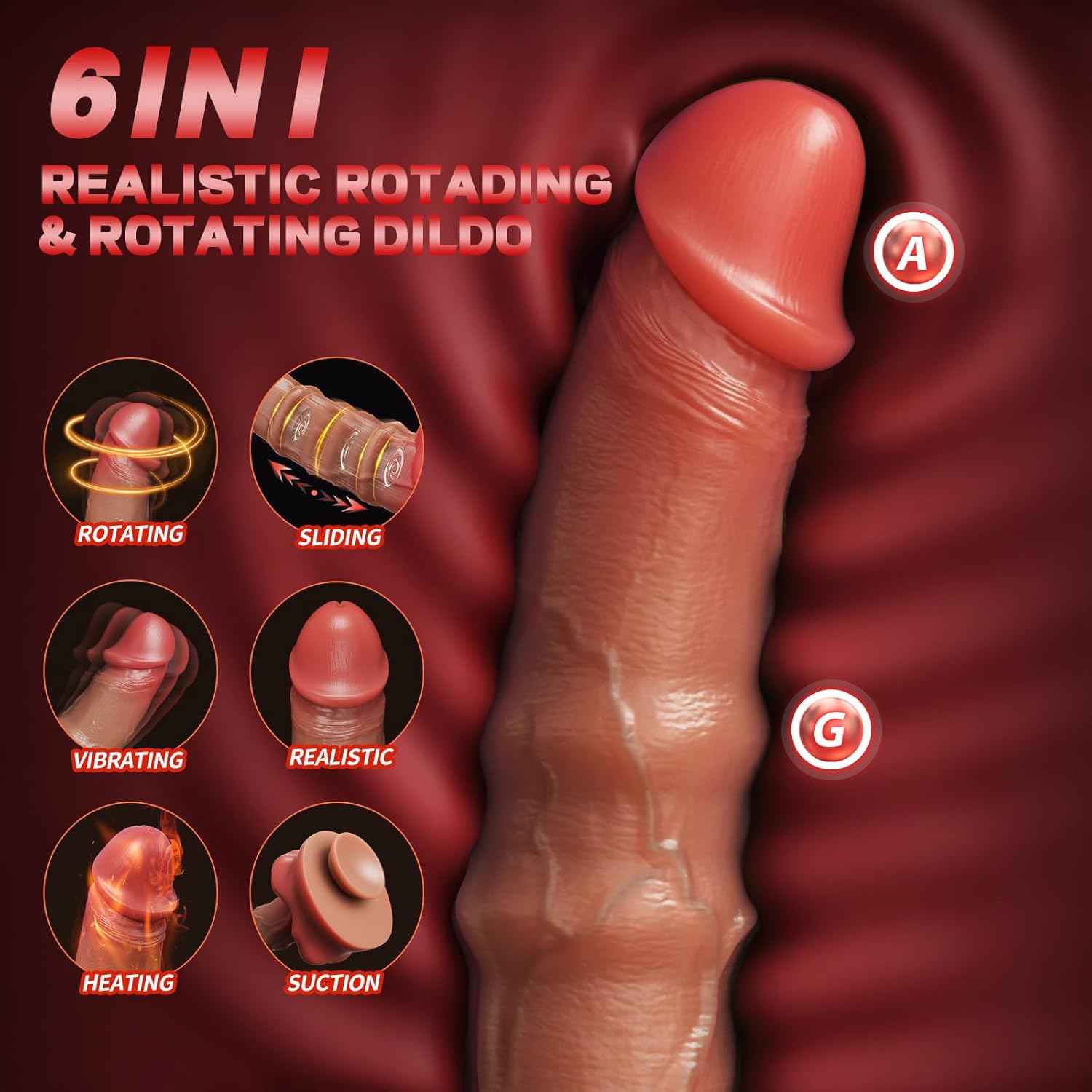 Novabigo 9.25in Thrusting Dildo Vibrator with Heating and Suction