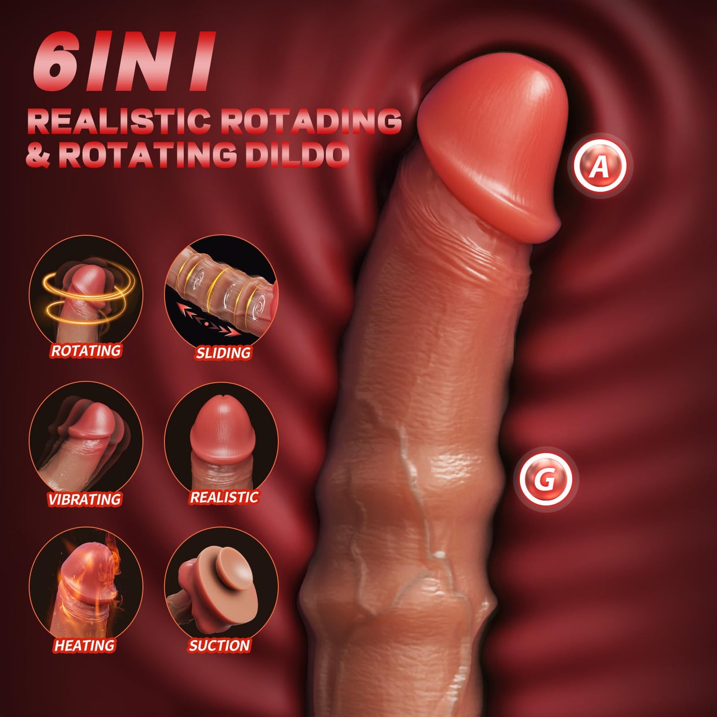 Thrusting Dildo Vibrator Sex Toys - 9.25 inch Realistic Dildos with 8 Sliding & 10 Rotating & Heating for G-spot Anal Toy Suction Cup Thick Silicone Penis Adult Sex Toys for Women Men and Couple