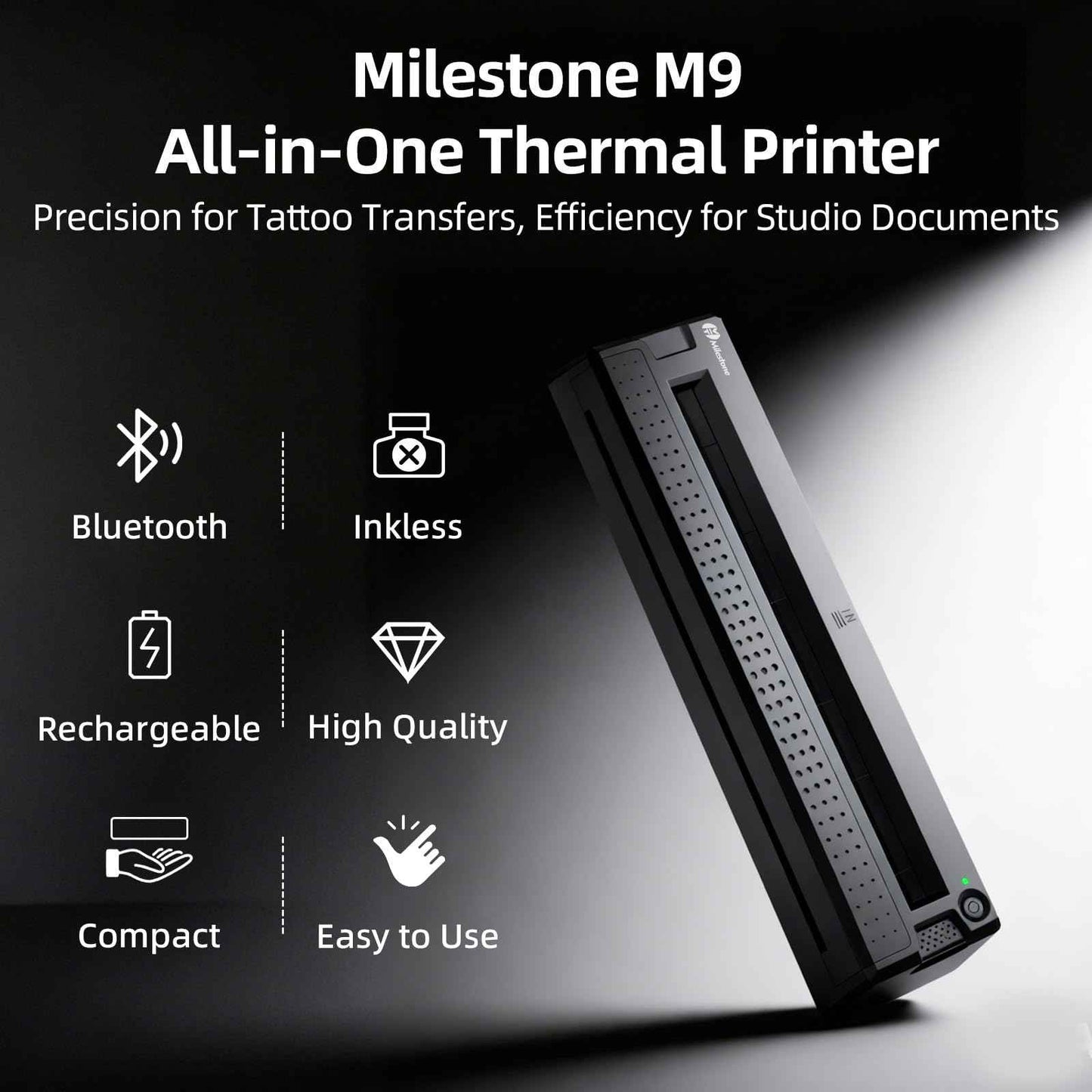 Milestone Tattoo Stencil Printer, Wireless Portable Thermal Tattoo Transfer Printer Machine Kit for Tattooing