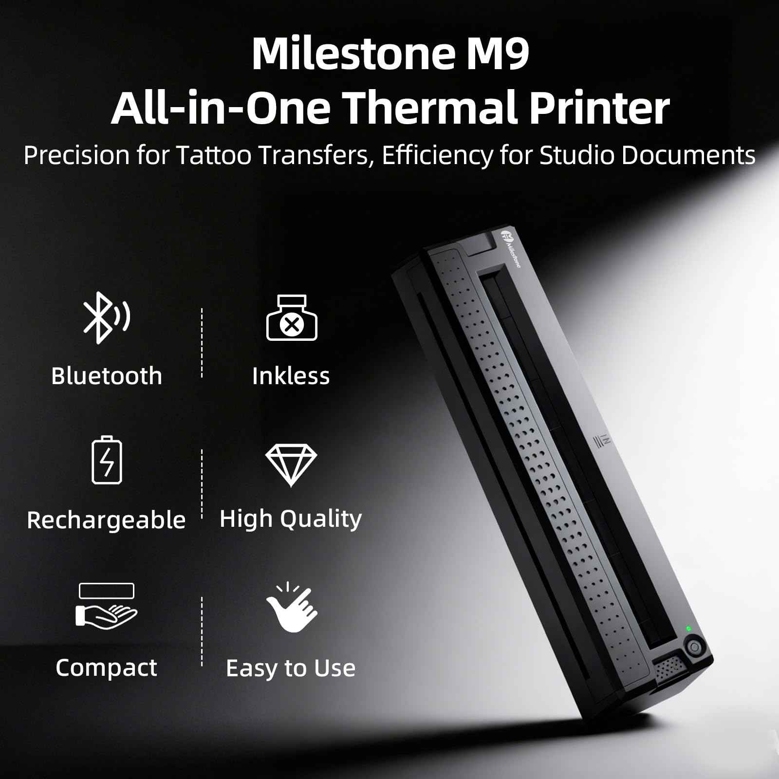 Milestone Tattoo Stencil Printer, Wireless Portable Thermal Tattoo Transfer Printer Machine Kit for Tattooing
