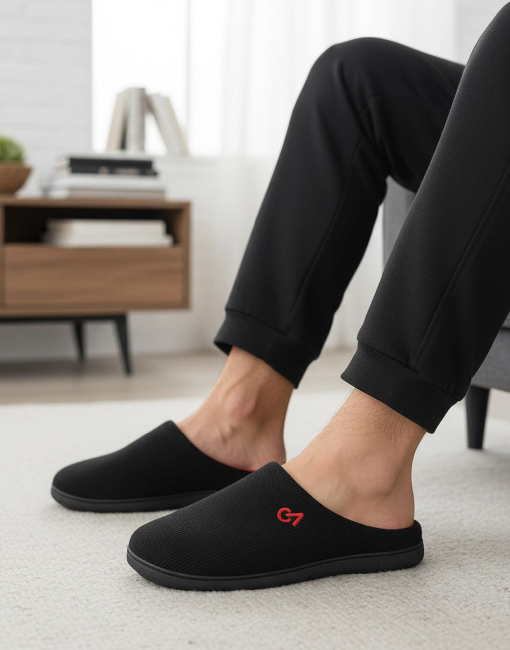 VeraCosy Men's Two-Tone Memory Foam House Slippers Indoor Outdoor Durable Rubber Sole
