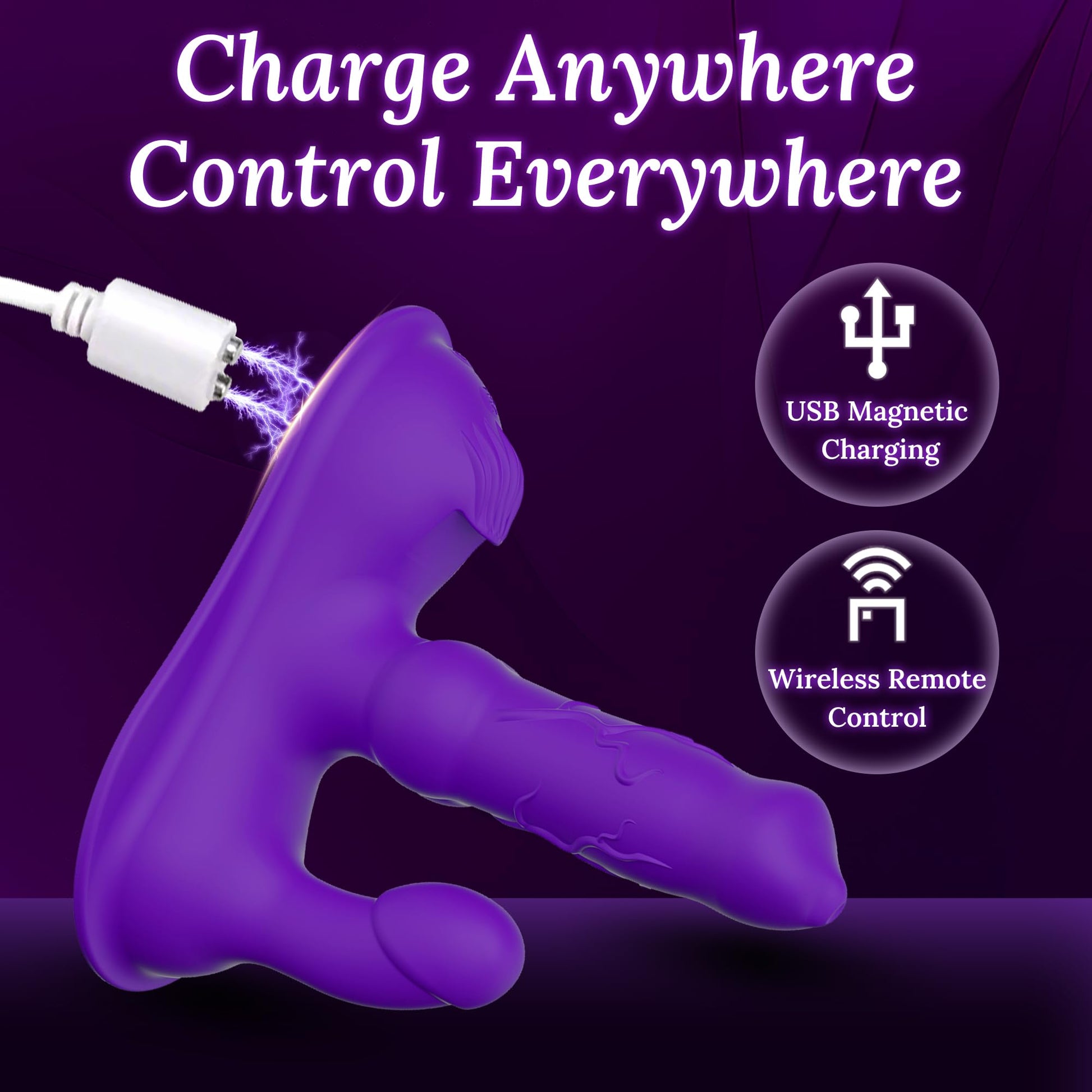 FUECHU Thrusting Dildo Vibrator for Women Couples, 10 Vibrating & 10 Thrusting Modes with APP Control, Dual Head Riding Toy Quiet G-Spot Anal Stimulator Waterproof Rechargeable Sex Toy