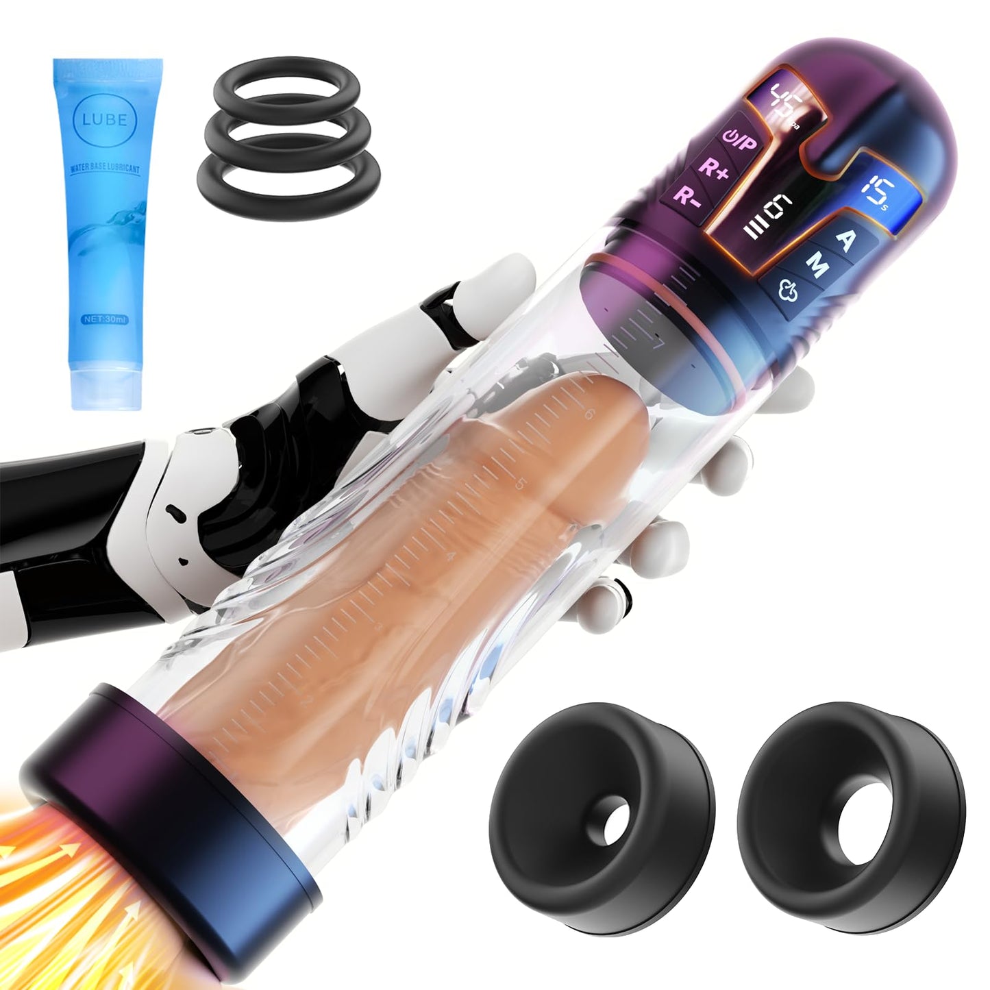 Electric Penis Pump Male Sex Toys, Automatic Penis Enlarger & Extender Pump with 6 Training 3 Suction Modes, Water Vacuum Pump with Cock Rings for Men Erection