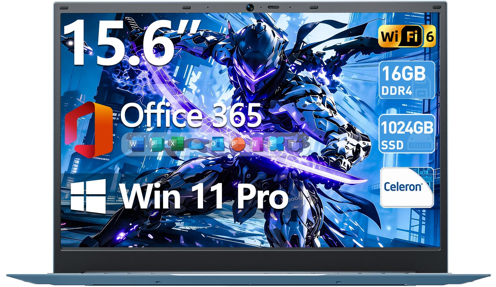 MELIUNA Laptop, 15.6 Inch Laptop Computer with Windows 11 Laptops, 16GB RAM 1024GB SSD, Celeron, Office 365, WiFi 6, IPS FHD, 180° Viewing, 53.2WH Battery, HDMI, Cooling Fan