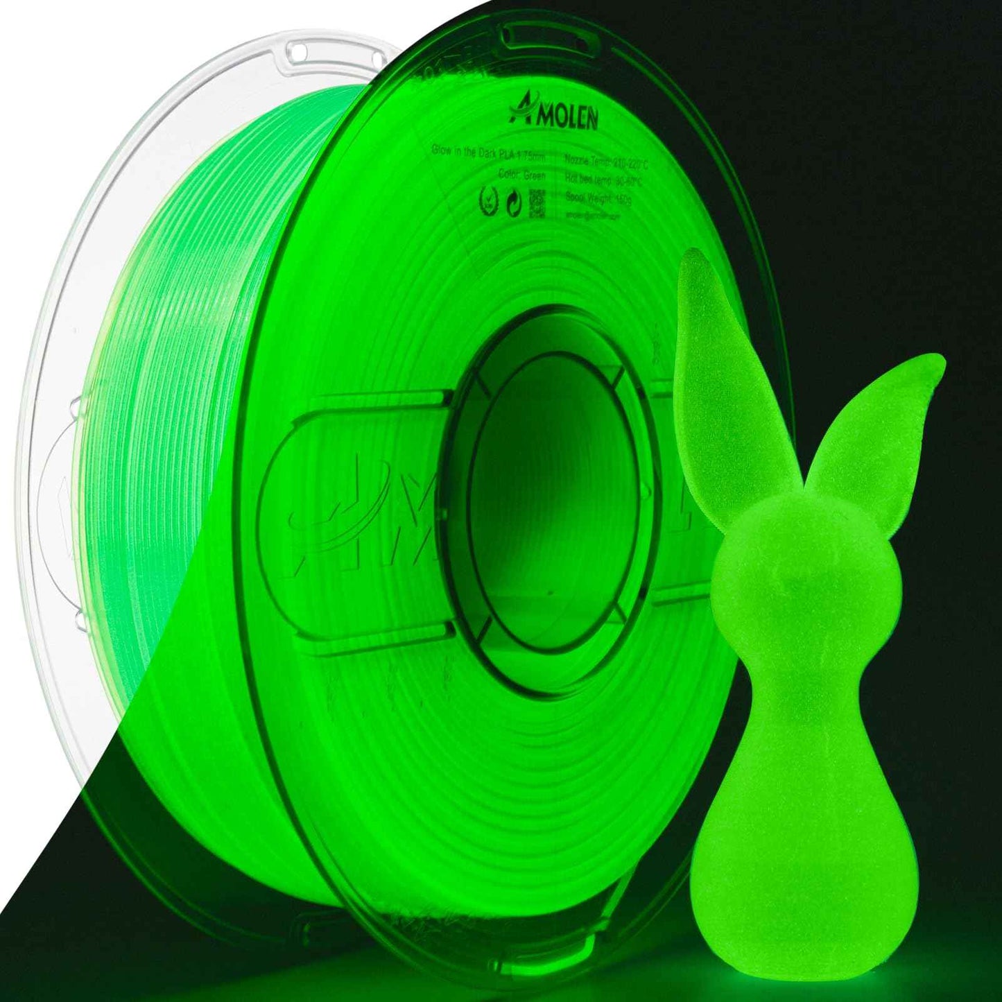 AMOLEN Glow in The Dark PLA Filament, 1.75mm PLA 3D Printer Filament