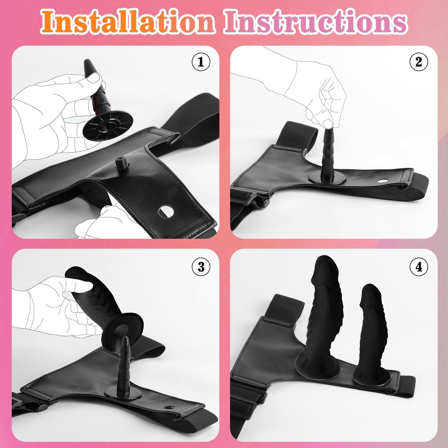 Adjustable Strap On Dildo Harness，3.3" Large Suction Cup, Male/Female