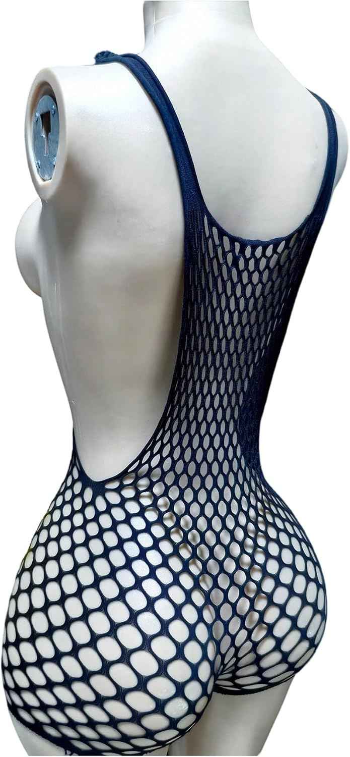 OYOANGLE Women's Fishnet Dress Bodysuit Hollow Out Lingerie Chemise Nightwear