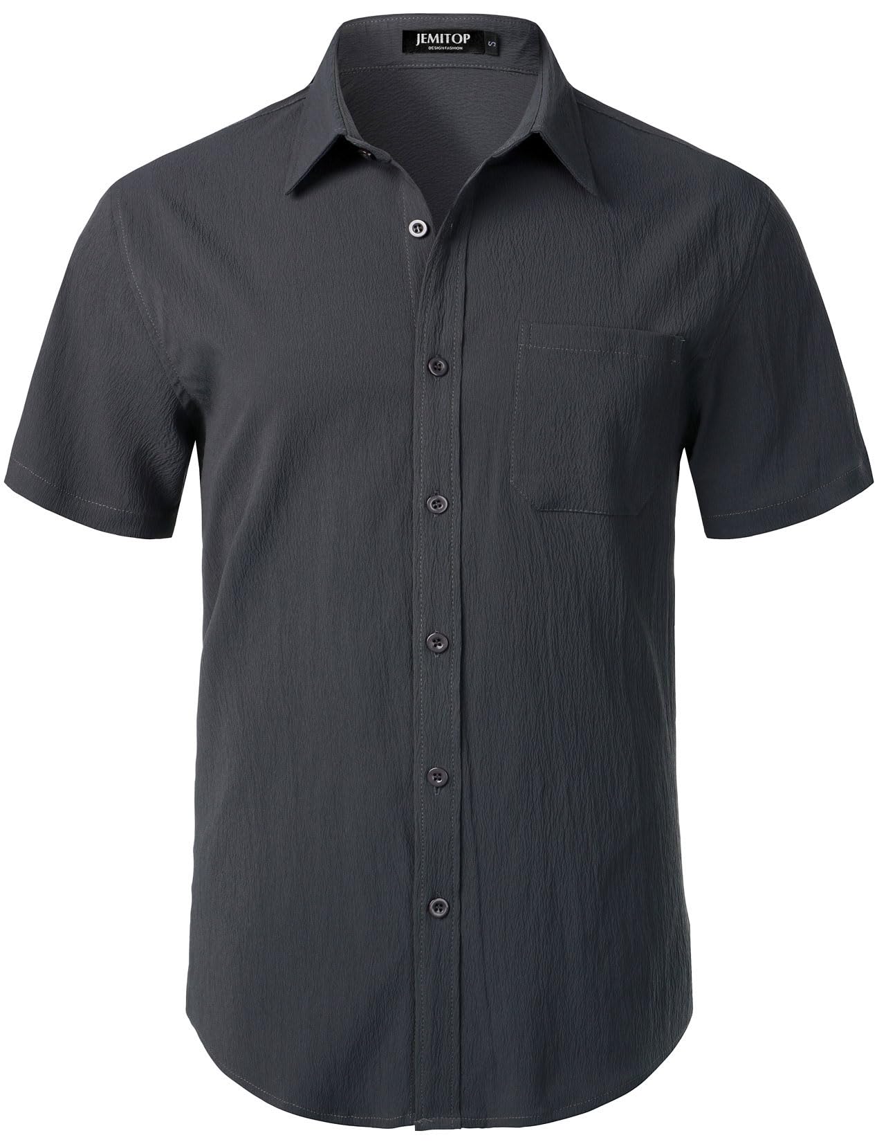 JEMITOP Men's Stretch Wrinkle Free Short Sleeve Texture Shirt Lightweight Summer Button Down Shirts for Beach Vacation