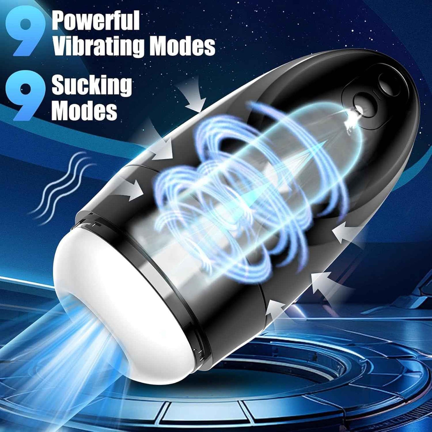 Automatic Male Masturbator Sex Toys for Men Upgraded 9 Vibration & 9 Suction Hands Free Pocket Pussy Stroker with Skin Friendly Materials Mens Adult Male Sex Toys for Men Machine Black