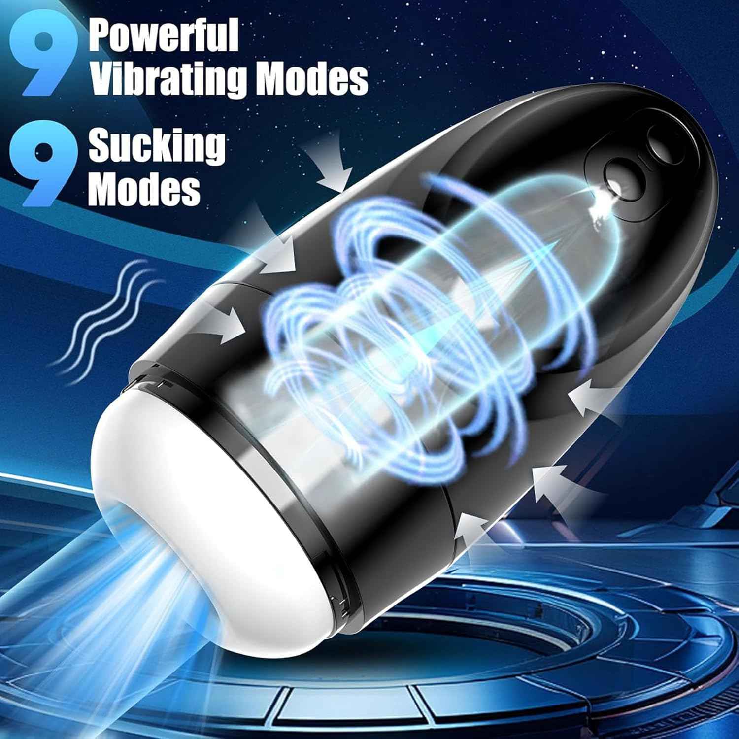 Automatic Male Masturbator Sex Toys for Men Upgraded 9 Vibration & 9 Suction Hands Free Pocket Pussy Stroker with Skin Friendly Materials Mens Adult Male Sex Toys for Men Machine Black