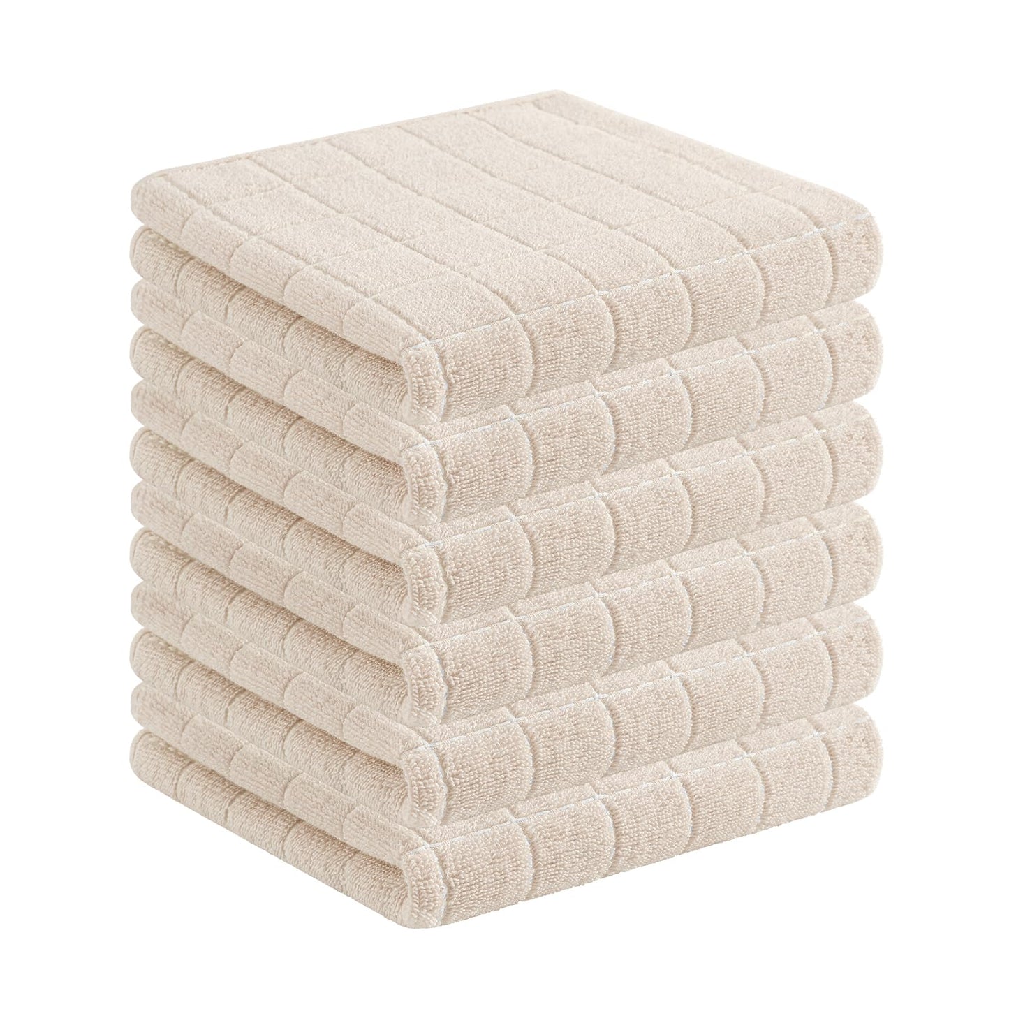 Homaxy 100% Cotton Terrycloth Check Design Dish Cloths & Dish Towels, Soft and Absorbent, Perfect for Kitchen Drying and Washing