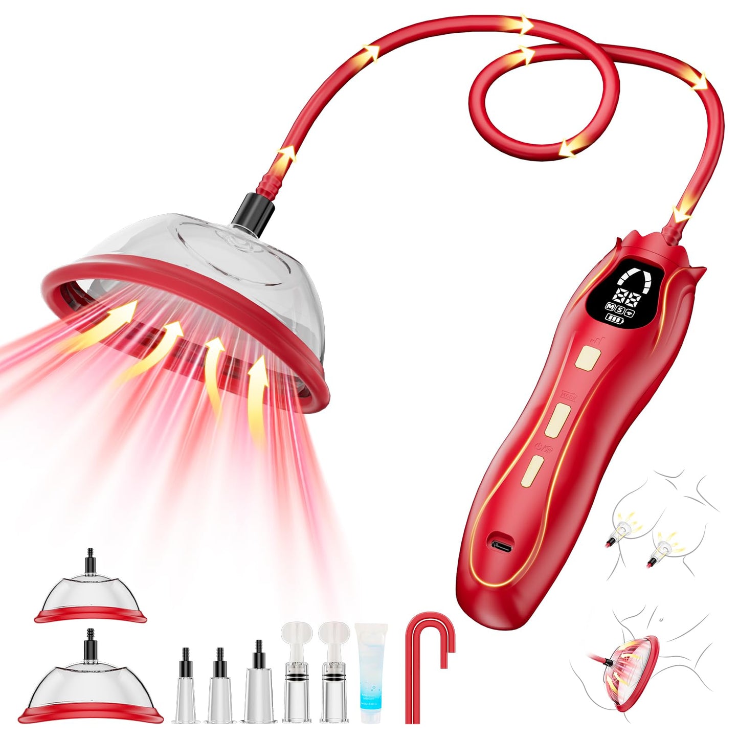 Pussy Pump Electric Rose Clitoral Pump - Vagina Nipple Sucking Toys for Women, 3 Suction Levels & 3 Modes Vacuum Sex Toy, 2 Clit & 5 Nipple Suckers, BDSM Rose Toys Kit for Female Couple Adult Sex Toys