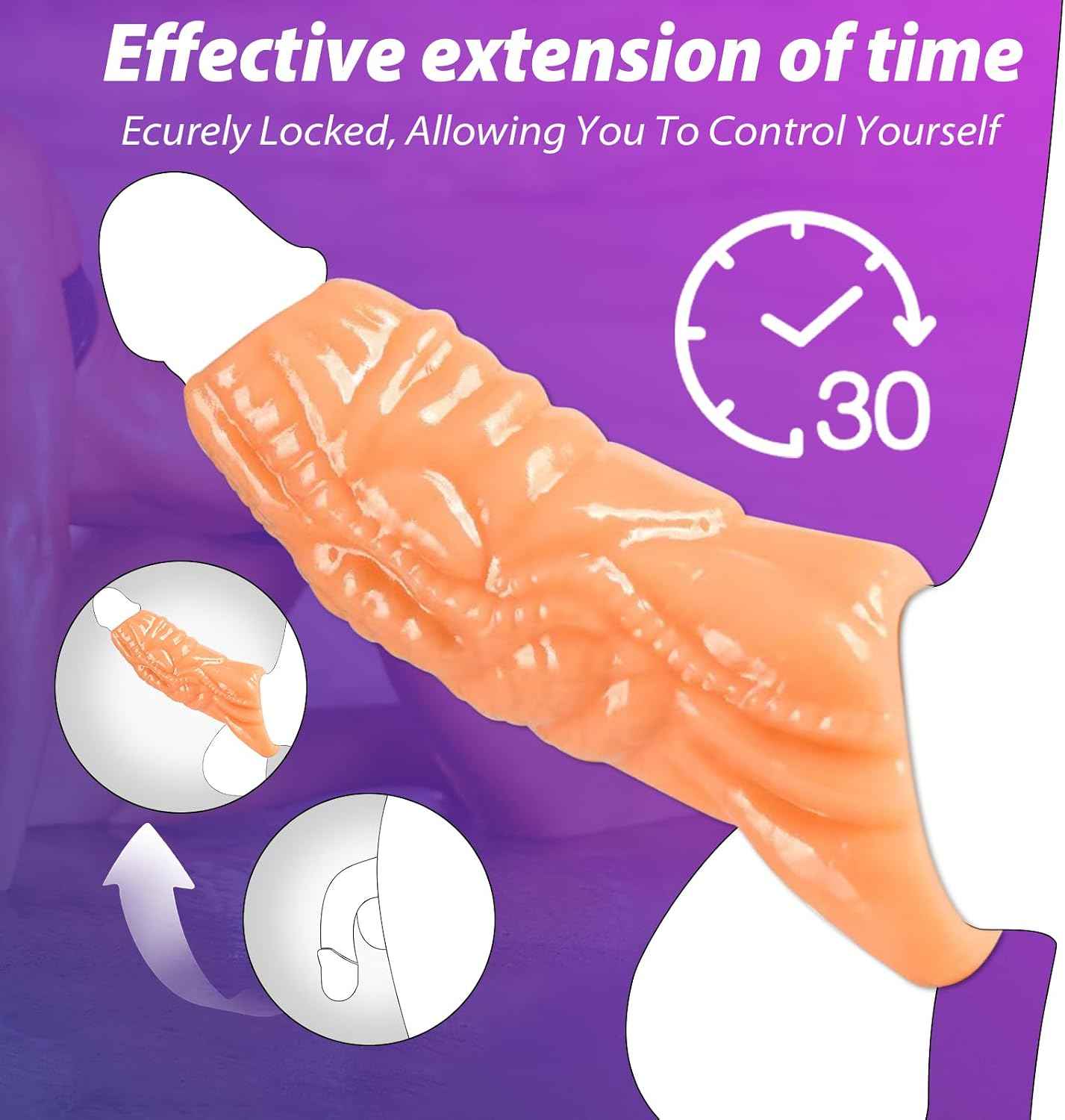 Monster Penis Sleeve with 3 Textures, Girth Enhancer for Men, Soft Silicone Cock Extender, Reusable Penis Sheath for Enlarge & Delay, Realistic Veins Sex Toys for Couples