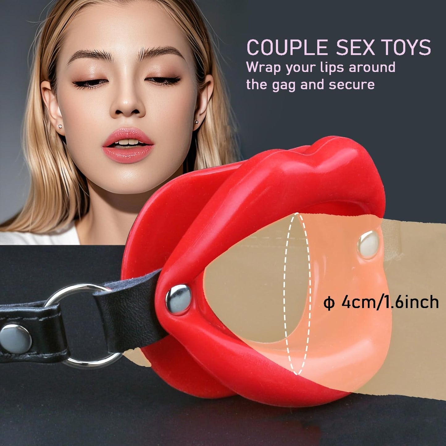 Sexy Open Mounth Gag, Silicone Lips Ball Gag for Bed Sex Play, O Ring BDSM Sex Bondage Gags & Muzzles, Valentines Day Mouth Sex Toy Gag Sex Accessories for Adults Couples Oral, Red