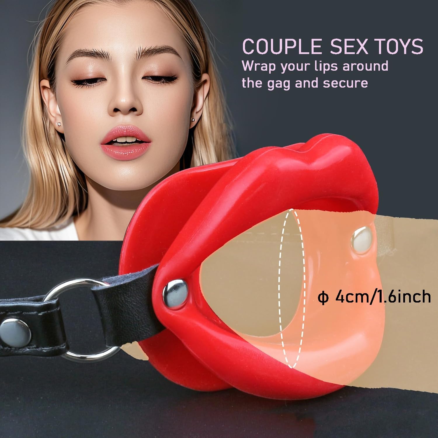 Sexy Open Mounth Gag, Silicone Lips Ball Gag for Bed Sex Play, O Ring BDSM Sex Bondage Gags & Muzzles, Valentines Day Mouth Sex Toy Gag Sex Accessories for Adults Couples Oral, Red