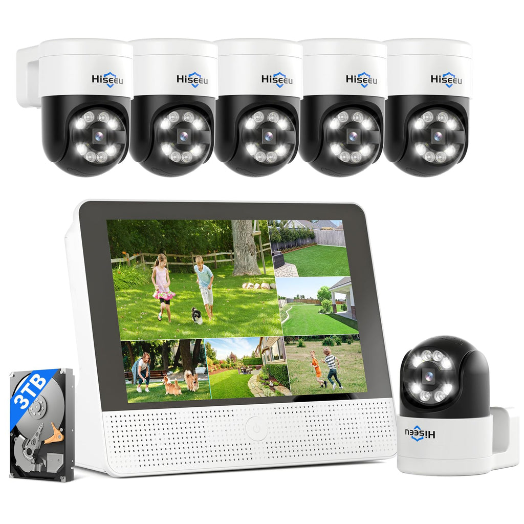 Hiseeu 4K PoE PTZ Security Camera System, 8MP CCTV Wired Security Camera System