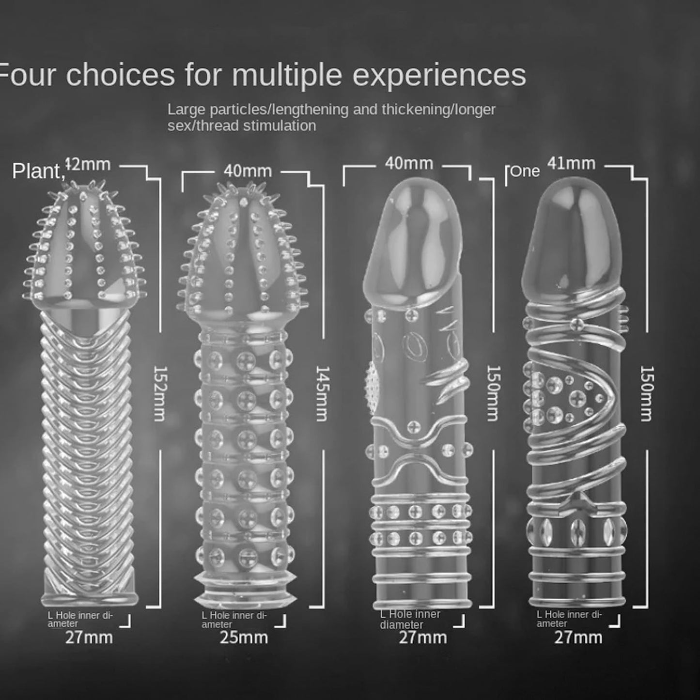 Transparent Penis Extender Cock Sleeve Male Sex Toy for Couples,4Pcs Realistic Dildo Penis Sleeve Enlarger Add Girth & Length,Soft Elastic Penis Ring Extension Fit for Enhanced Intimacy Adult Sex Toys