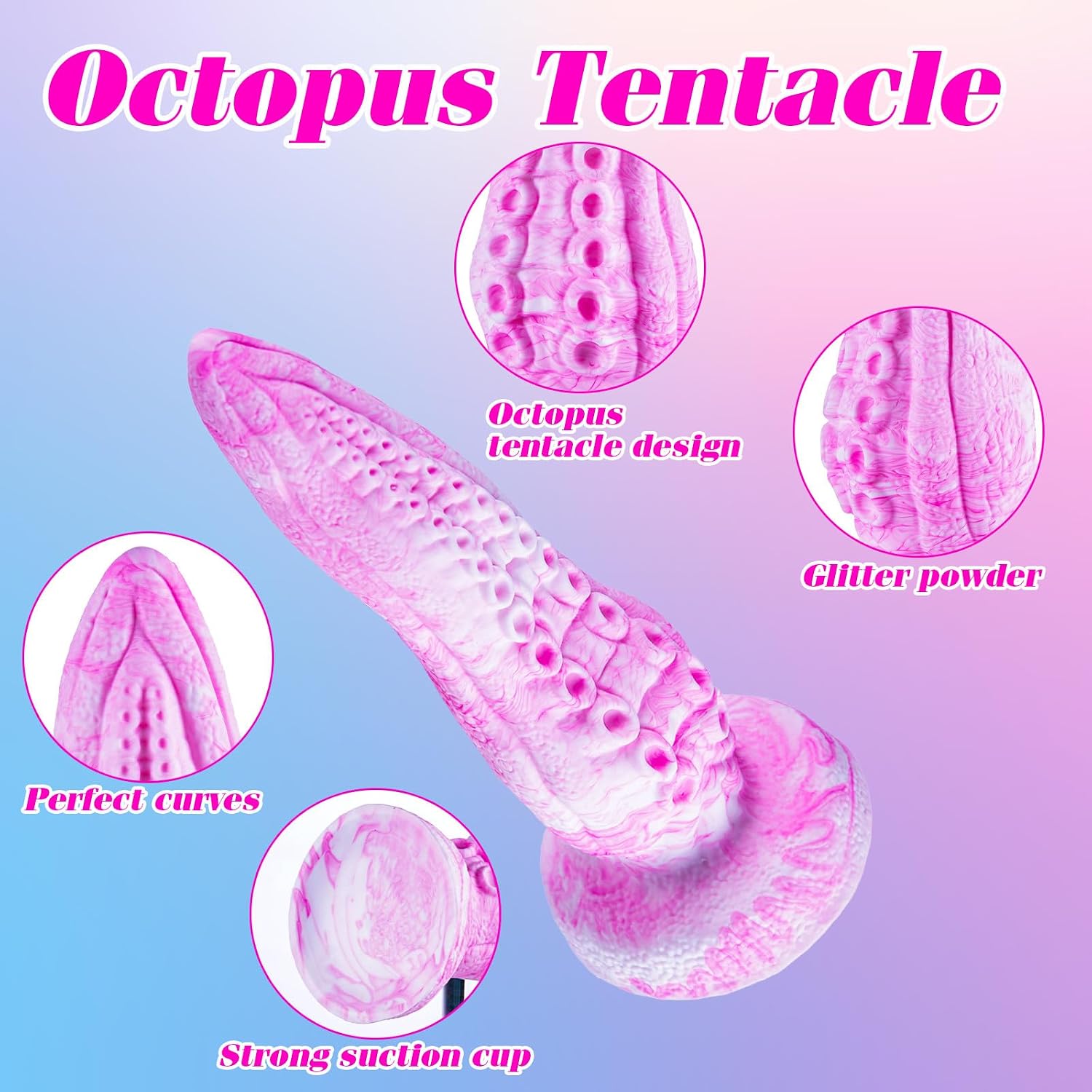 5 Inch Small Tentacle Octopus Dildo Cute Anal Plug with Suction Cup, 6 Inch Realistic Monster Dildo Anal Stretcher for Beginners, Silicone Fantasy Bad Dragon Dildos Sex Toy for Gay Men Women Pink