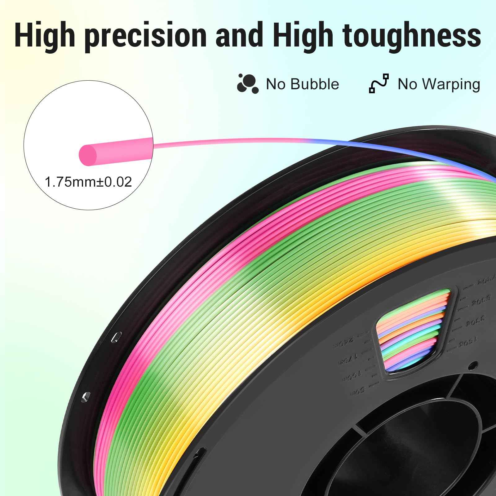 Dynta 3D Printer Filament, Silk PLA Bundle 6 Colors - High Gloss, Super Shiny & Smooth, Beginner-Friendly for Daily DIY, 250gX6 Spools (Gold/Silver/Red/Green/Blue/Purple)