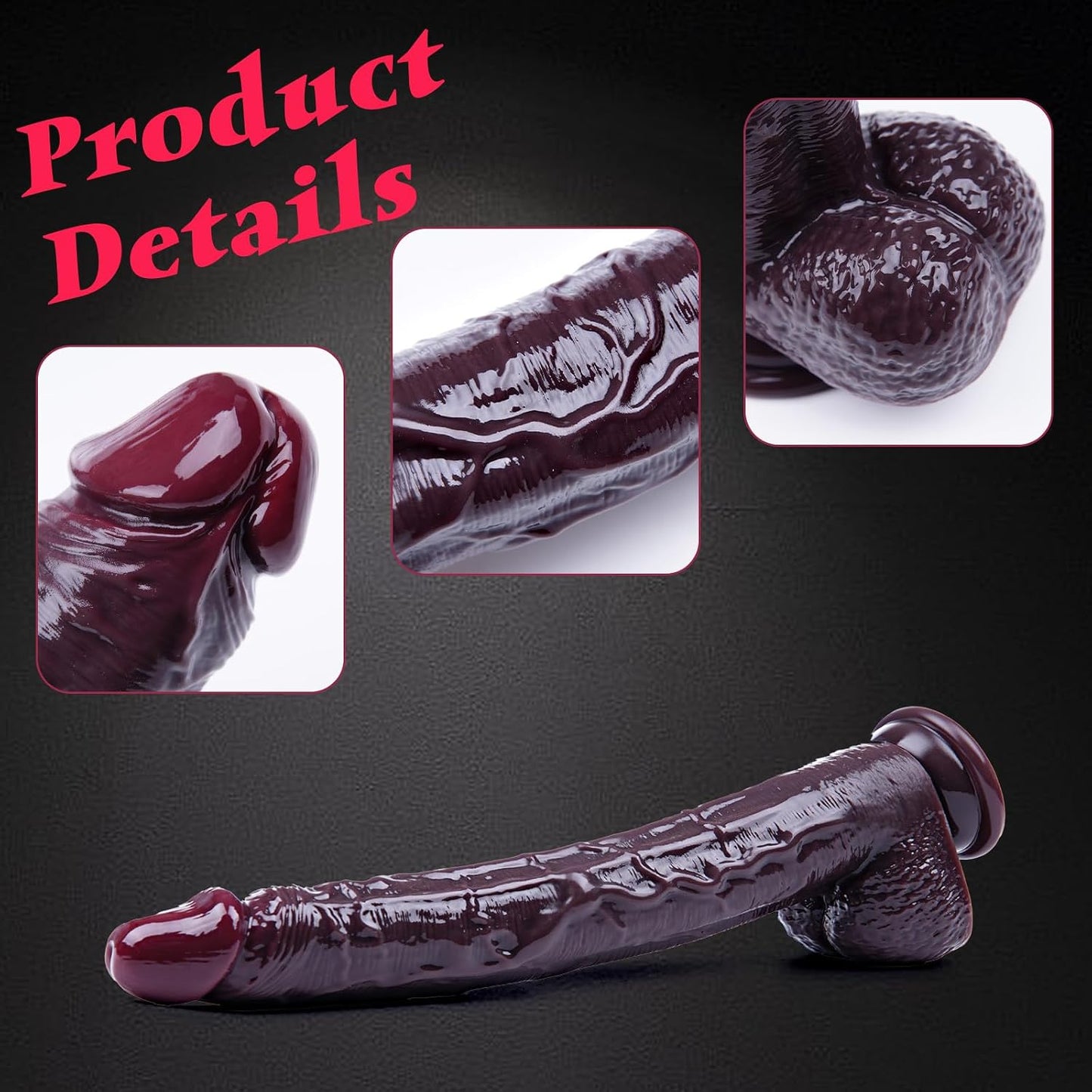 Hainuo Realistic Silicone Dildo with Suction Cup Black