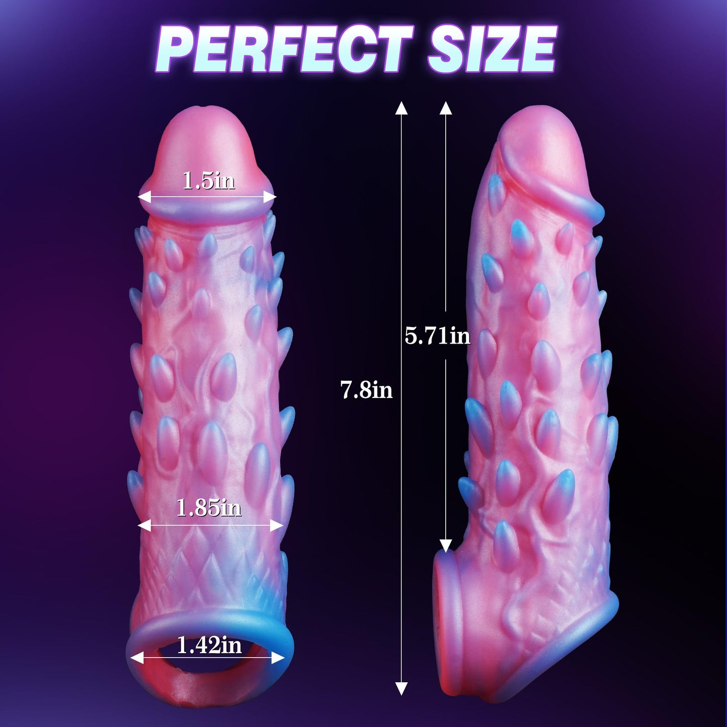 Cock Sleeve Monster Penis Sleeve with CockRing - Fantasy Penis Extender Sheath to Enlarge and Prolong, Soft Silicone Reusable Cock Sheath for Length & Girth, Sex Toys for Men & Couples Fun