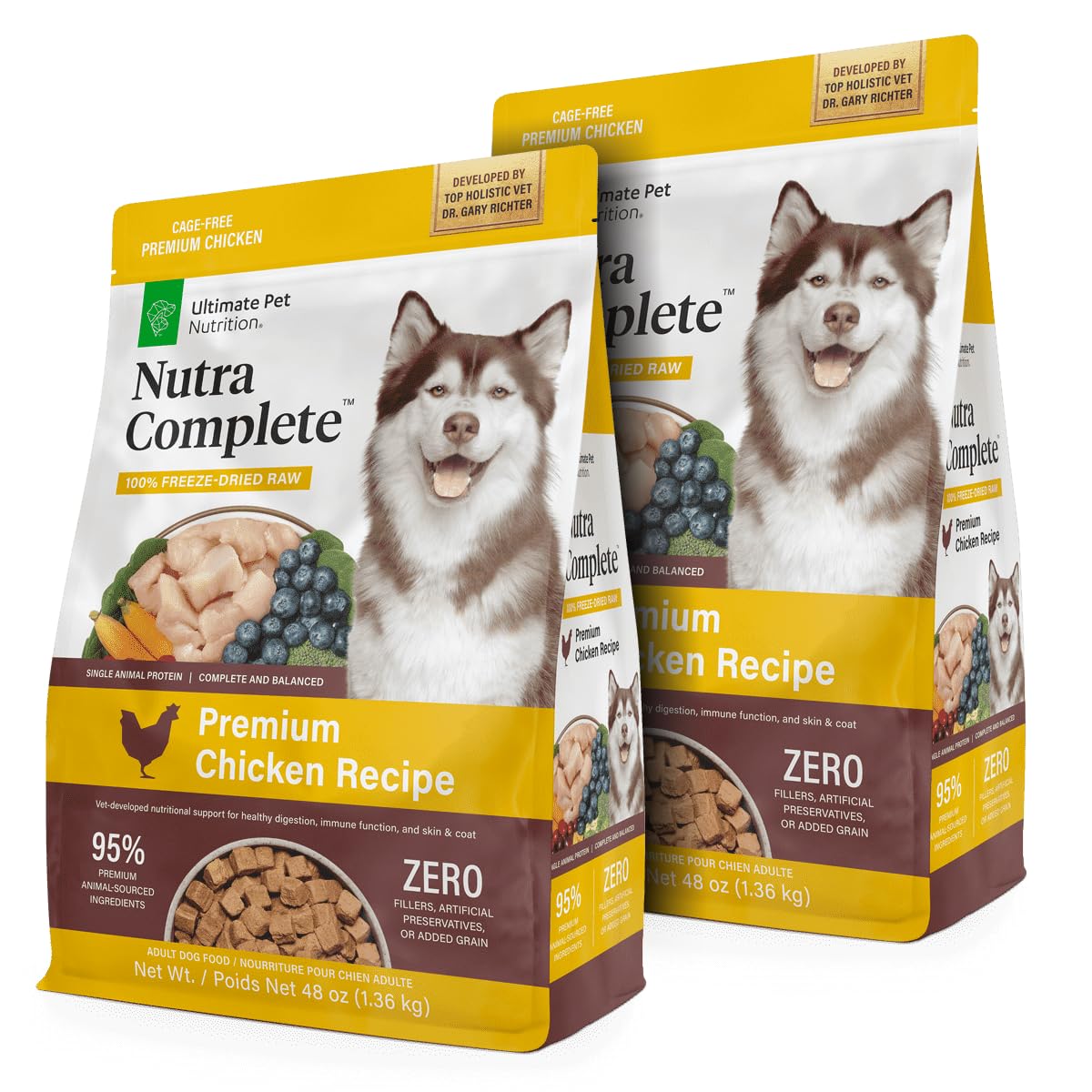 ULTIMATE PET NUTRITION Nutra Complete, 100% Freeze Dried Veterinarian Formulated Raw Dog Food with Antioxidants Prebiotics and Amino Acids,