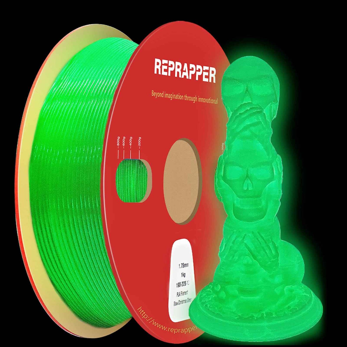 RepRapper PLA Filament Glow Dual PLA Filament 1KG for FDM 3D Printer