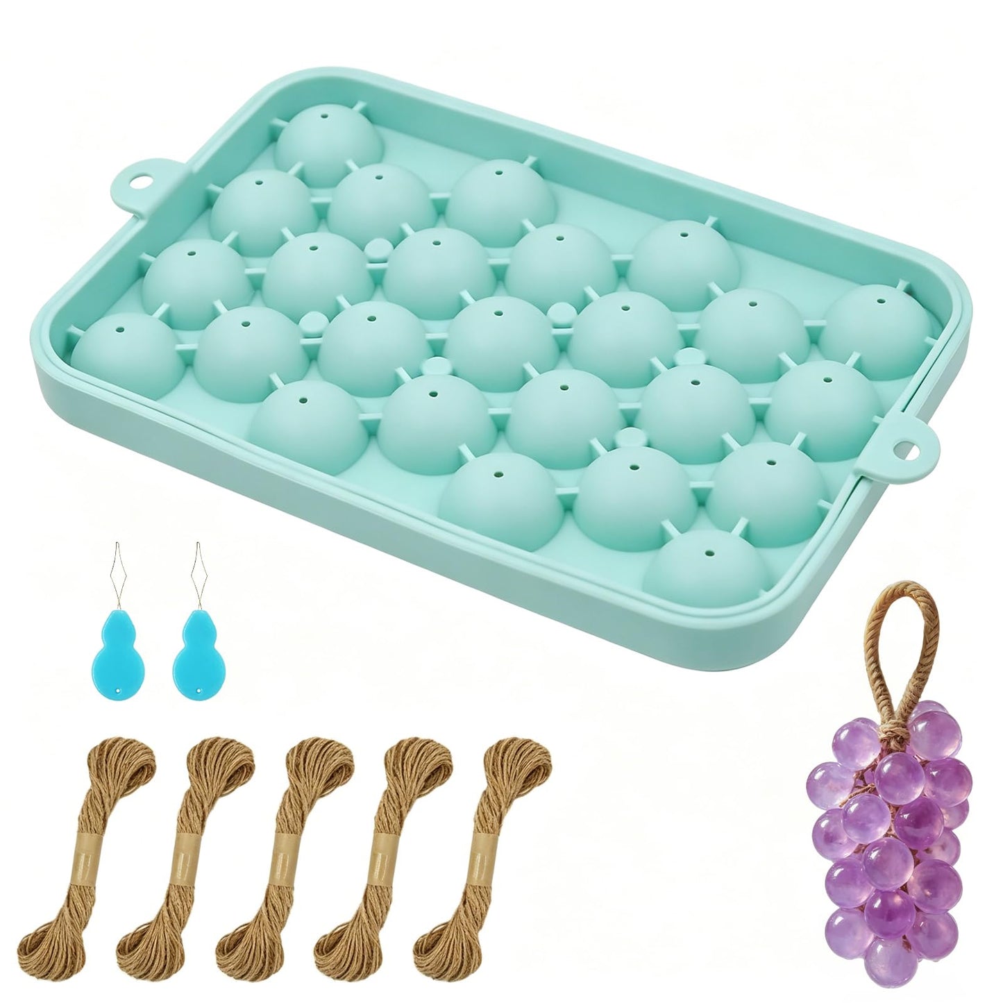 Silicone Soap Mold with Hemp Cord, DIY Grape Soap Making Kit for Beginners Grape Silicone Mold Exquisite Handmade Grape Soap Mold for Gift & Home Decor (Without Soap)