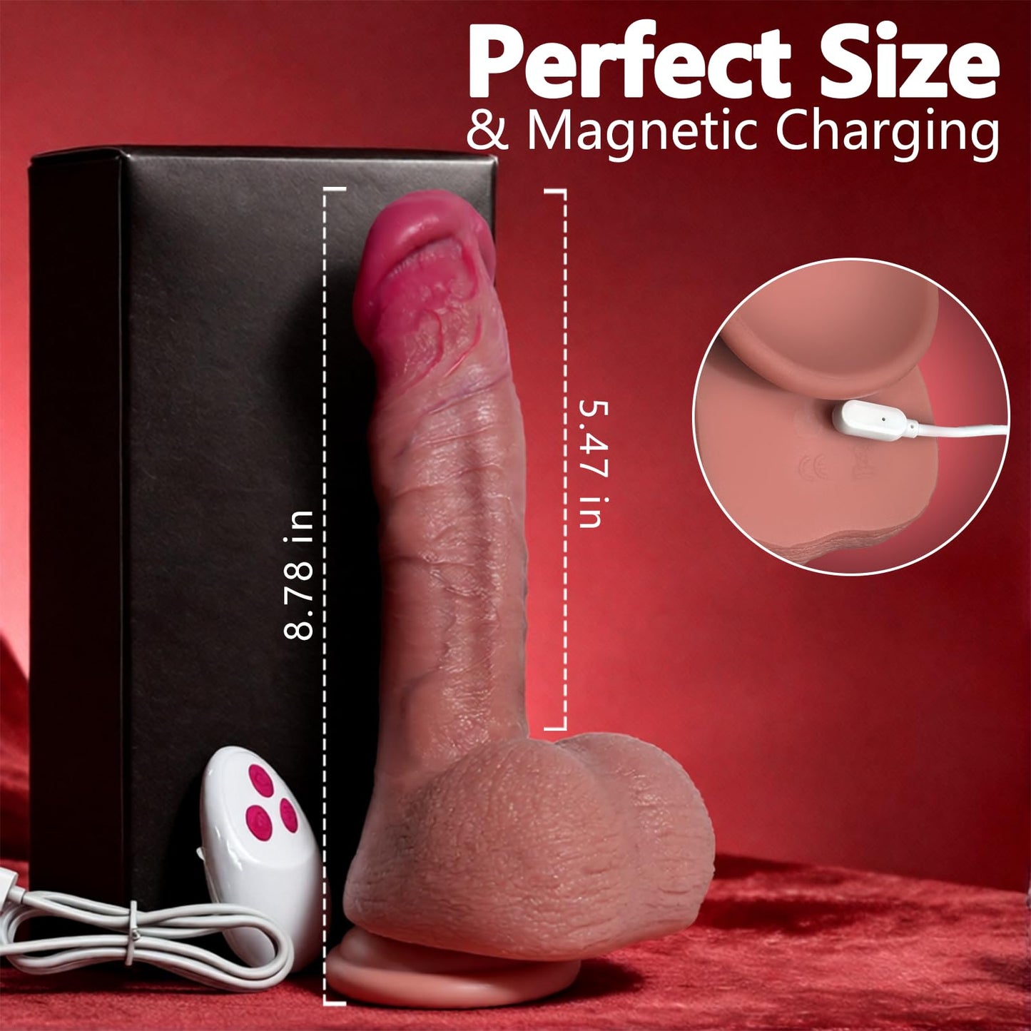 Realistic Thrusting & Heated Silicone Dildo, 5-in-1 Vibrating Sex Toy Machine with Suction Cup, Automatic Remote Dildo Vibrator for Women, Anal & G-Spot Stimulation, Female Kinky Sex Toy Game