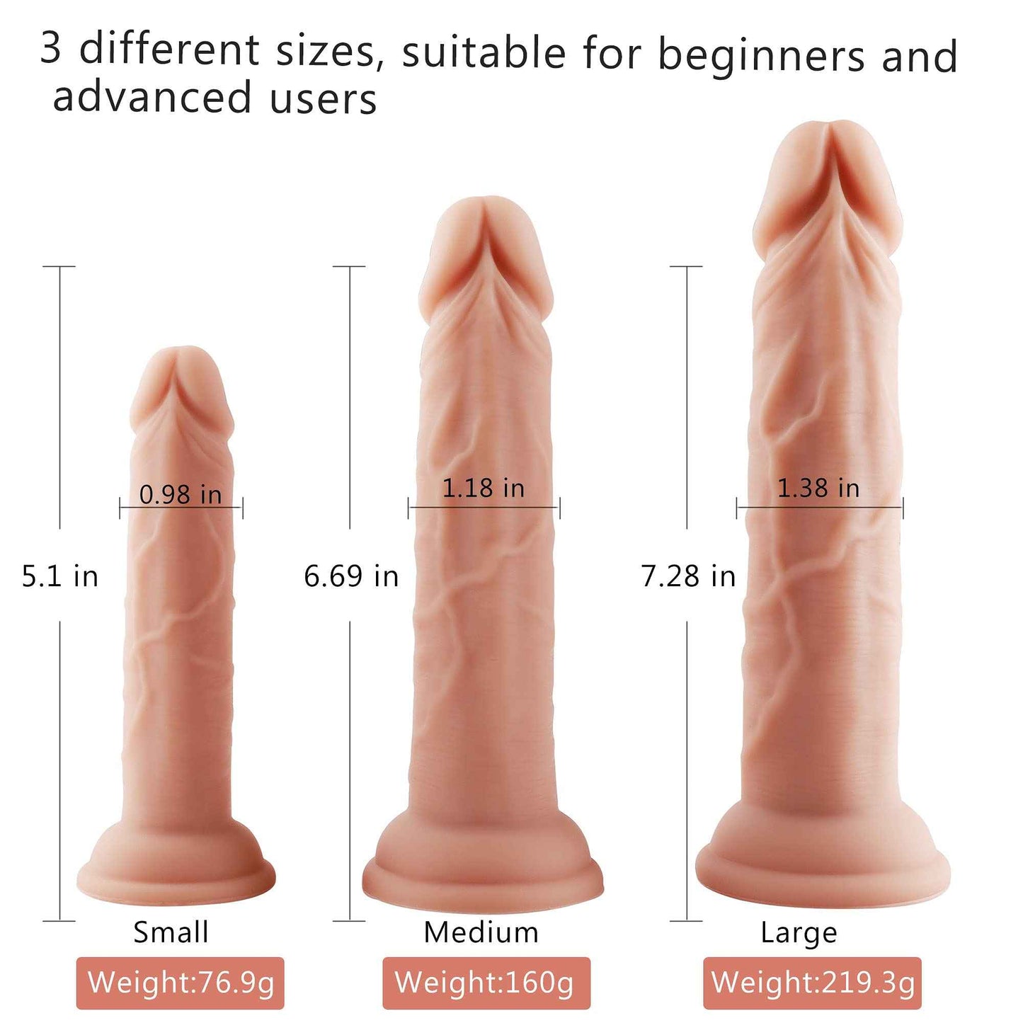 Anal Plug Training Sets，3 Sizes Anal Silicone Dildo with Strong Suction Cup for Men， G-Spot Sex Toys for Women Pleasure Dildo and Anal Play，Prostate Massage Sex Toys for Beginners
