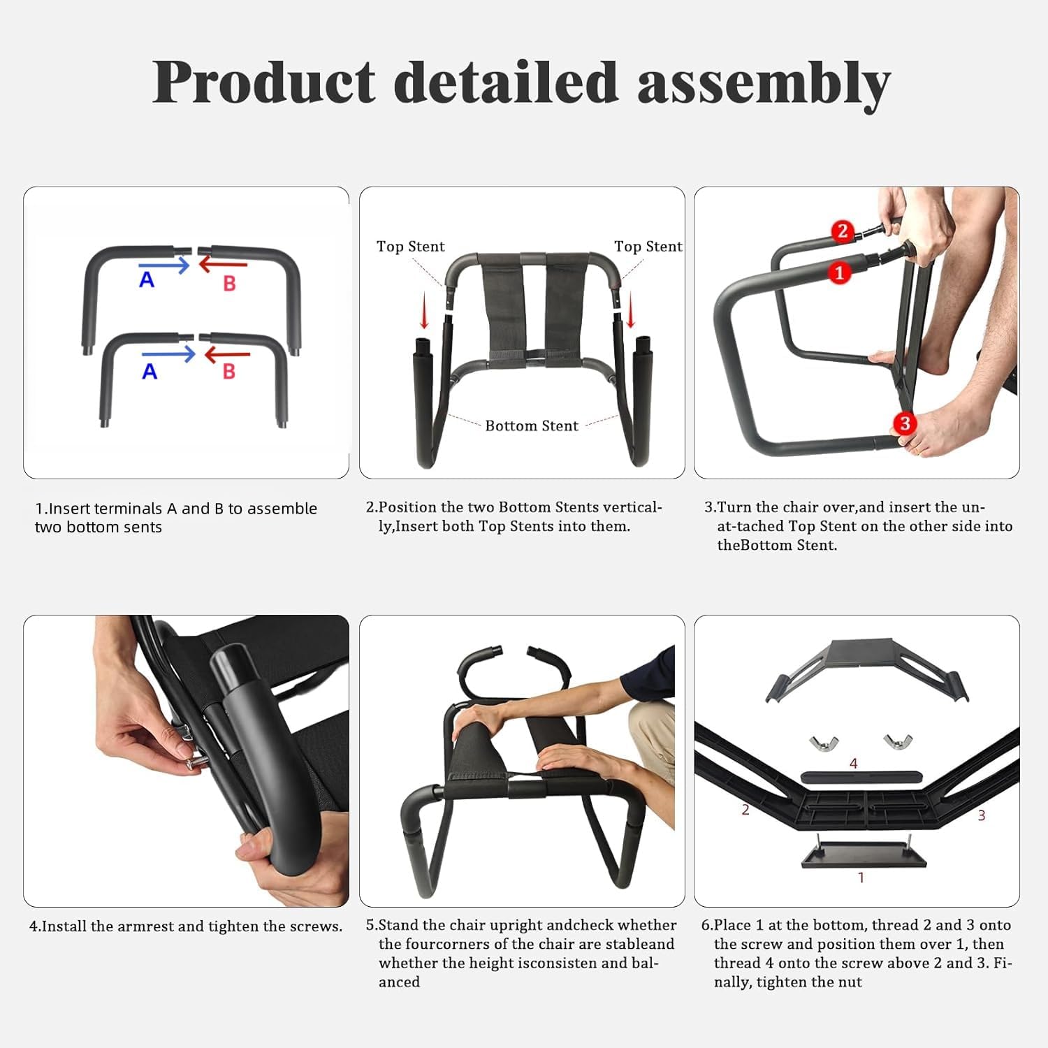 Dolltgoe Multifunction Sex Position Chair with Handrail Black