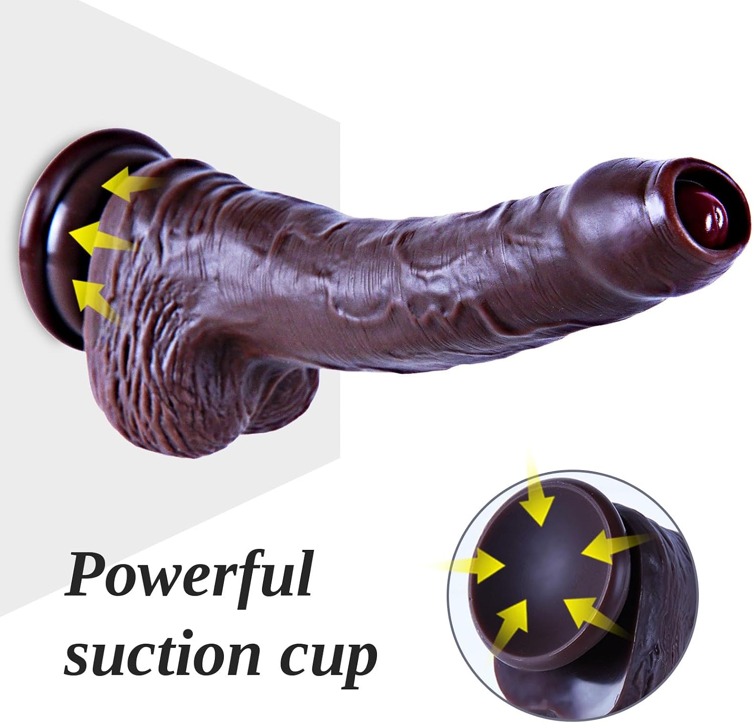 Umania Realistic Silicone Dildo Movable Foreskin Black 8in