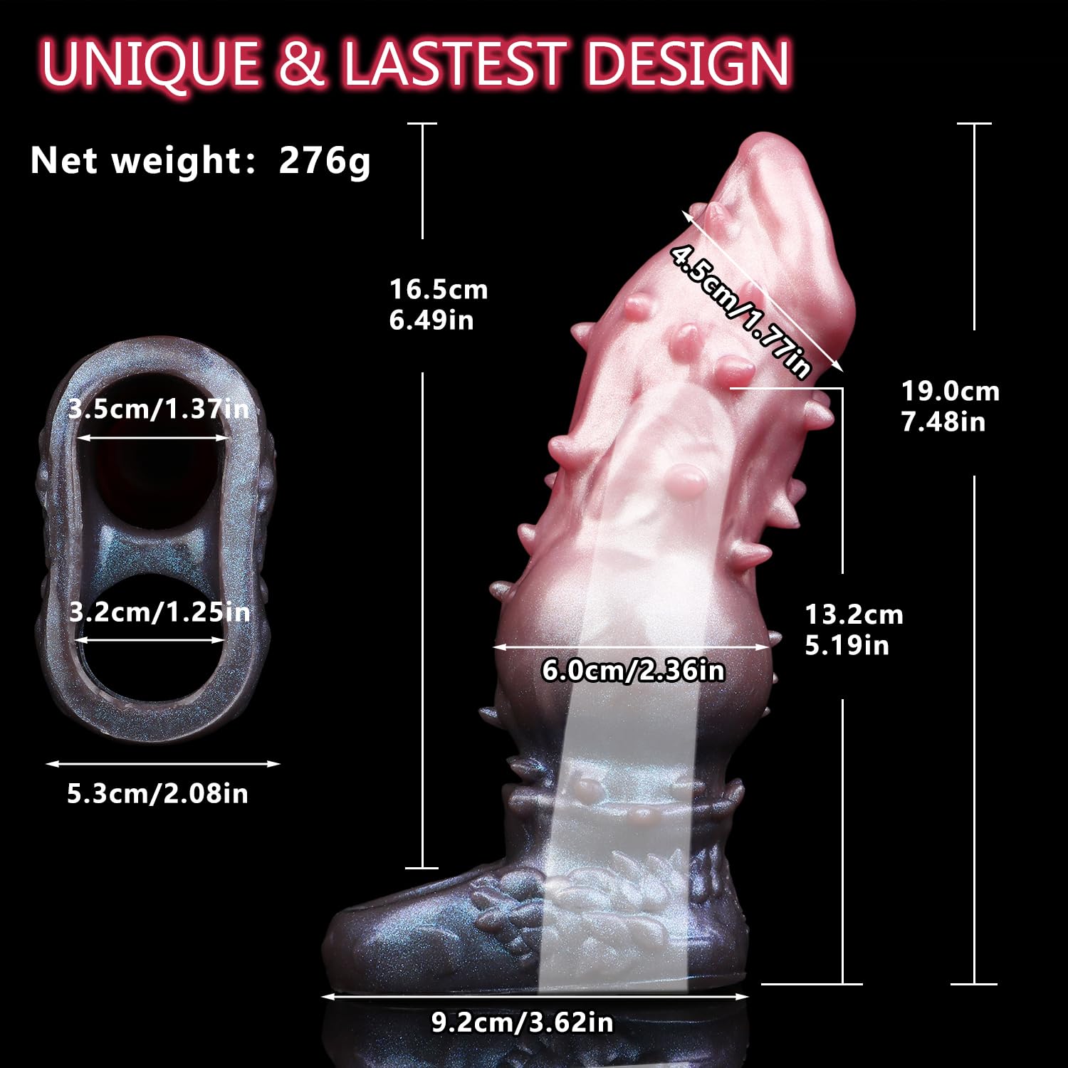 Penis Sleeve Cock Enlarger with Big Knot,Silicone Monster Penis Sleeve Reusable Condom Soft Mace Dildo Enlarger with Cock Ring for Men, Adult Sex Toy for Women Couples Spot Stimulation