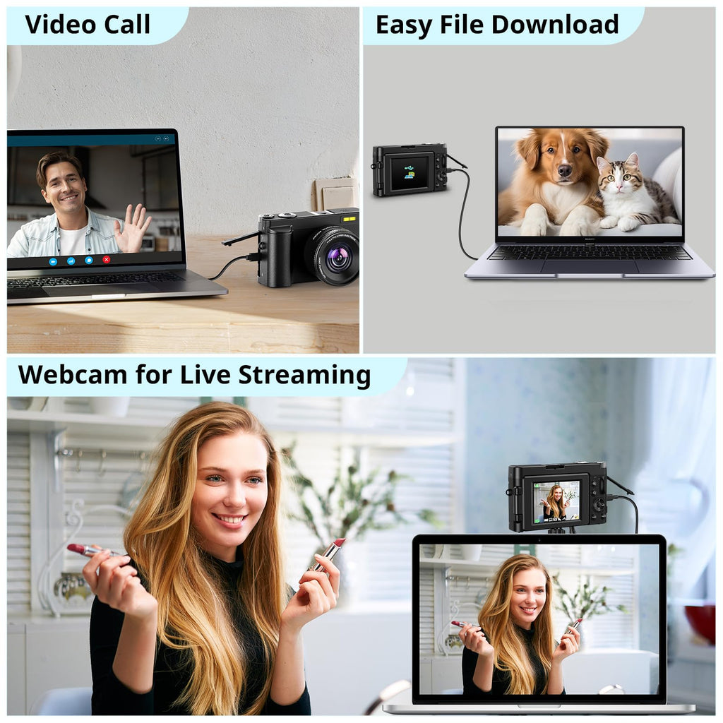 Duluvulu 4K Digital Camera for Photography Autofocus, 2026 Latest 48MP Vlogging Camera for YouTube with SD Card, 2 Batteries, 3" 180°Flip Screen Compact Travel Camera for Teens with 16X Zoom