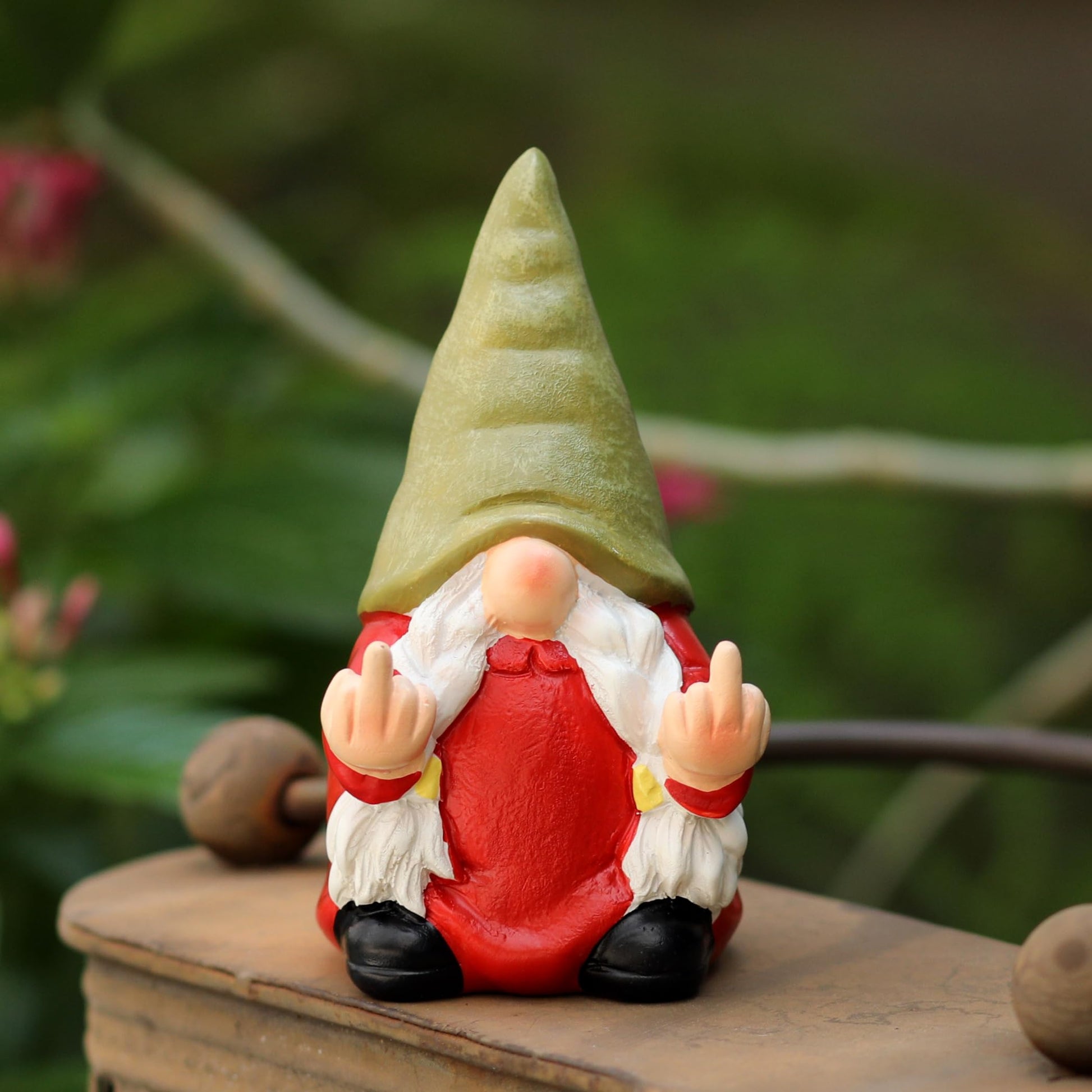 Generic Middle Finger Gnome Statue 7.8in， Naughty Garden Gnome Statue Decoration and Lawn Ornament - Funny Garden Gnomes for Outdoor or Home Decor, Red, WSH004