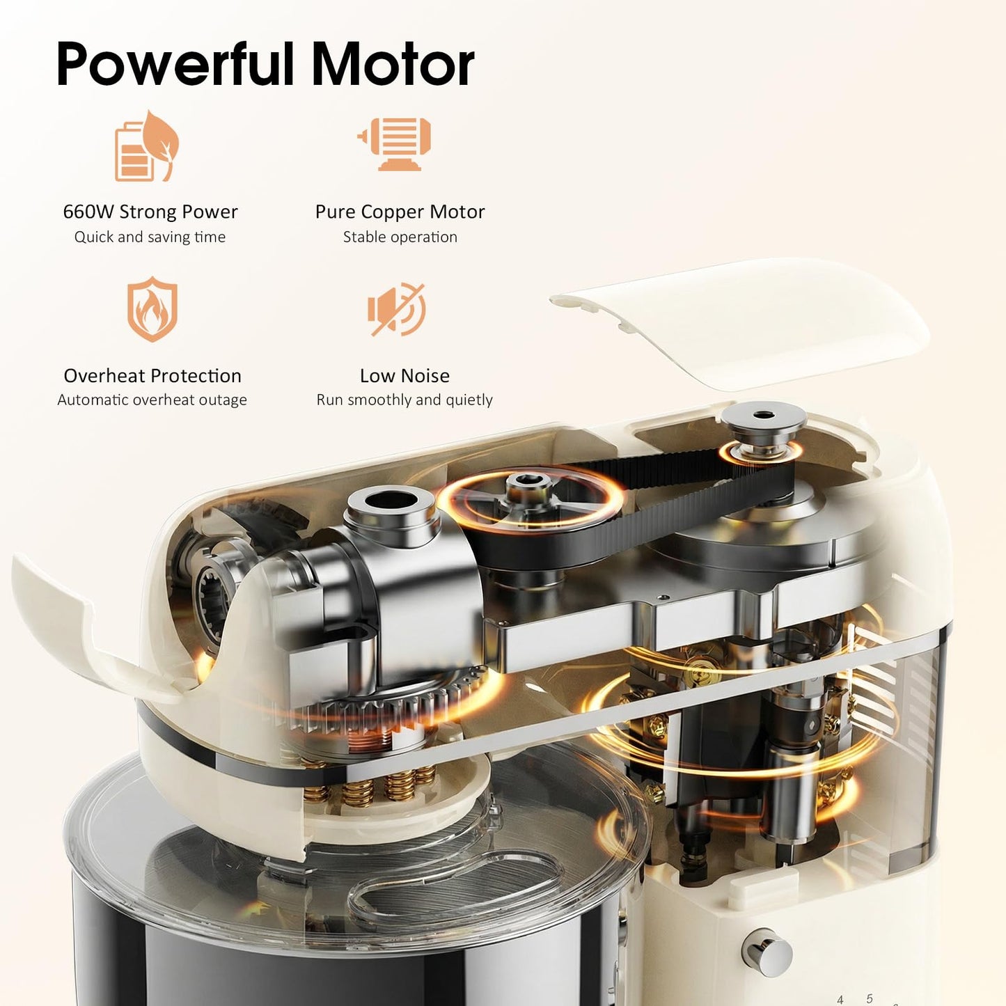 Honinst 7-IN-1 Multifunctional Stand Mixer, 6.5 QT 8-Speed Tilt-Head Kitchen Mixer, Electric Food Mixer with Meat Grinder, Juice Blender, Dough Hook, Beater, Whisk, Bowl for Most Home Cooks