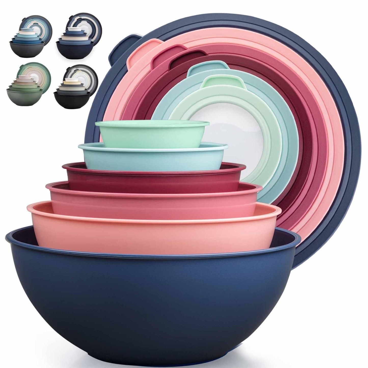 Zulay Kitchen Piece Plastic Mixing Bowls with Lids Set
