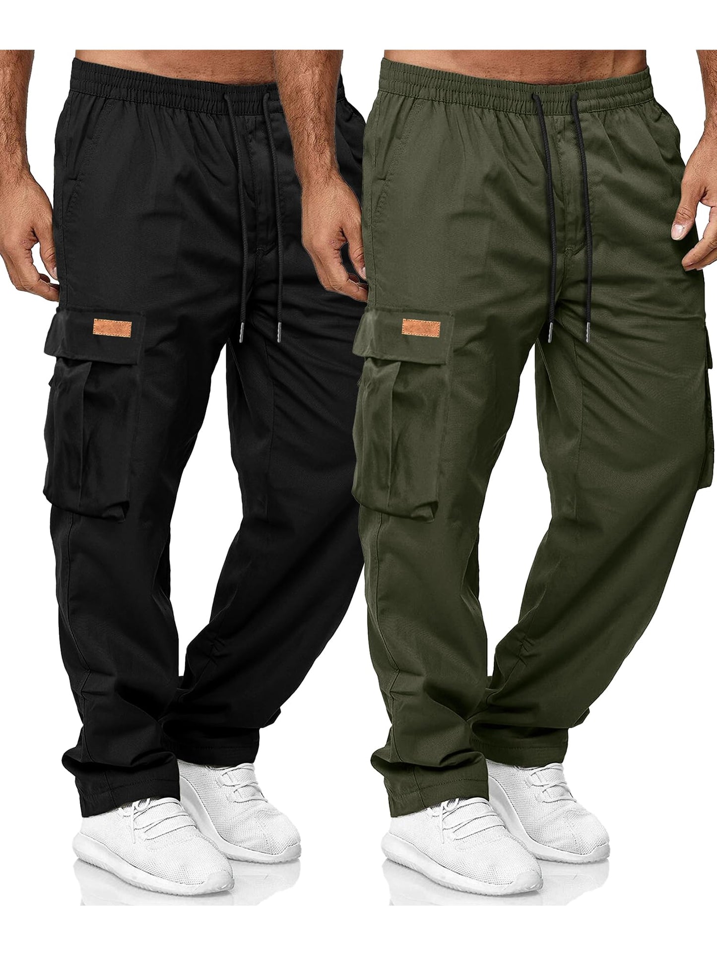 HOTake Men's Casual Cargo Sweatpants Waist Drawstring Joggers Hiking Tactical Pants for Men with Pockets
