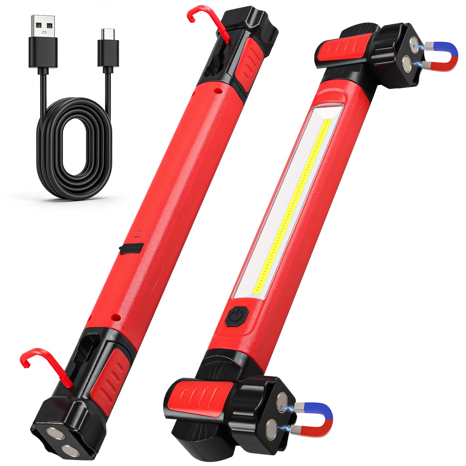 Work Light, ropelux 2500 Lumens Rechargeable Automotive Mechanic Under Hood Lights, 5200mAh Cordless Magnetic Trouble Light Bar with Hooks for Car Repair, Camping, Emergency, Ideal Tool Gift, 1Pcs