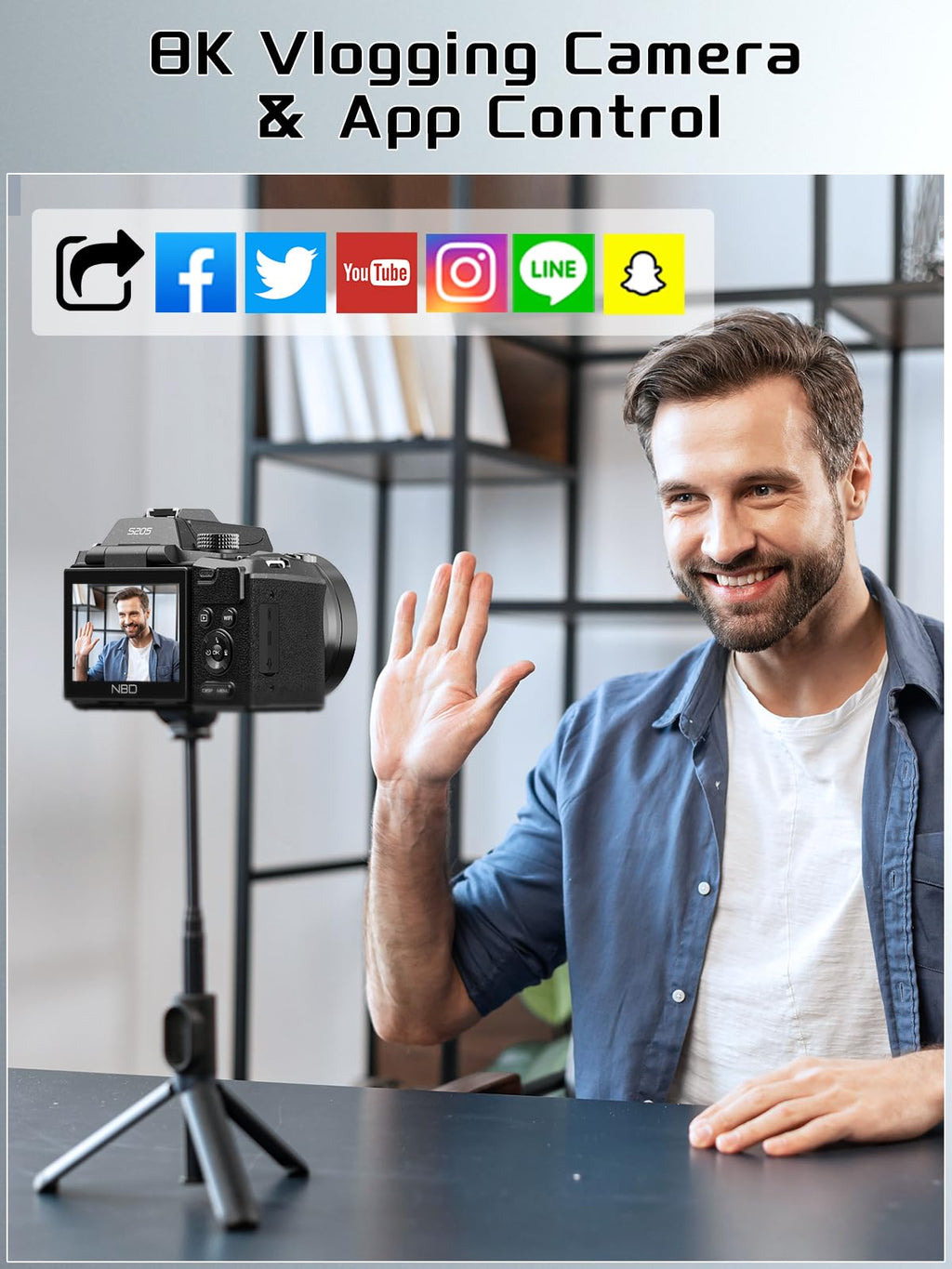 64MP 8K Cameras for Photography with 2.8" Flip Screen & Hot Shoe, 16X Zoom, WiFi, Autofocus – Vlogging Camera for YouTube, Includes 64GB Card & 2 Batteries