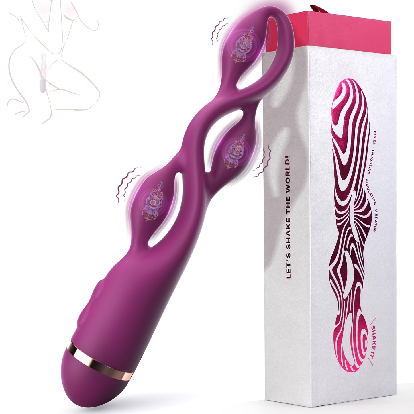 G spot Vibrator Adult Toy - Toendi Premium Vibrators with 10 Modes, Triple Stimulation Full Silicone Silent Vibrator IPX7 Waterproof, Clitoral Anal Beeds Nipple Toys Adult Toys for Women Men Couple