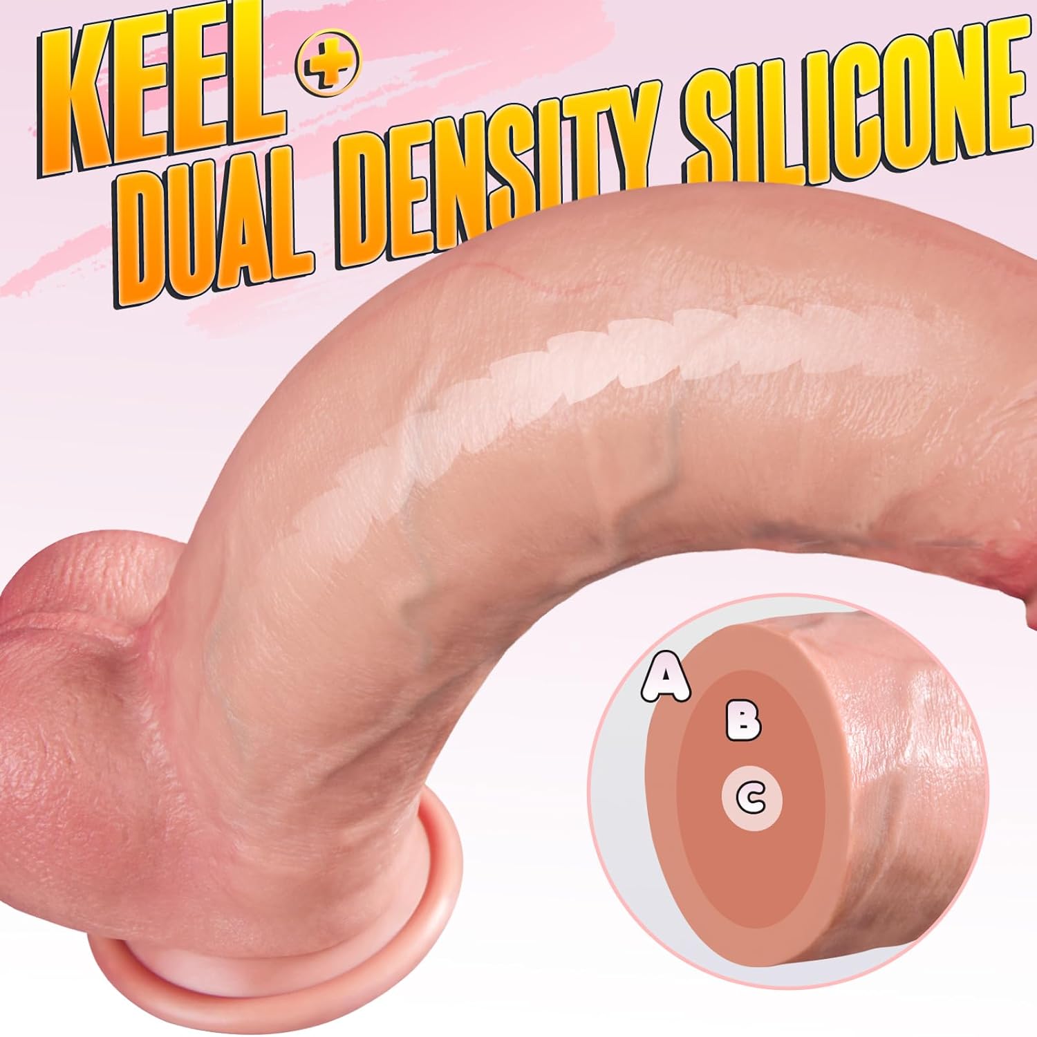 HOOMEWO 12-Inch Dual Density Silicone Dildo With Suction Cup