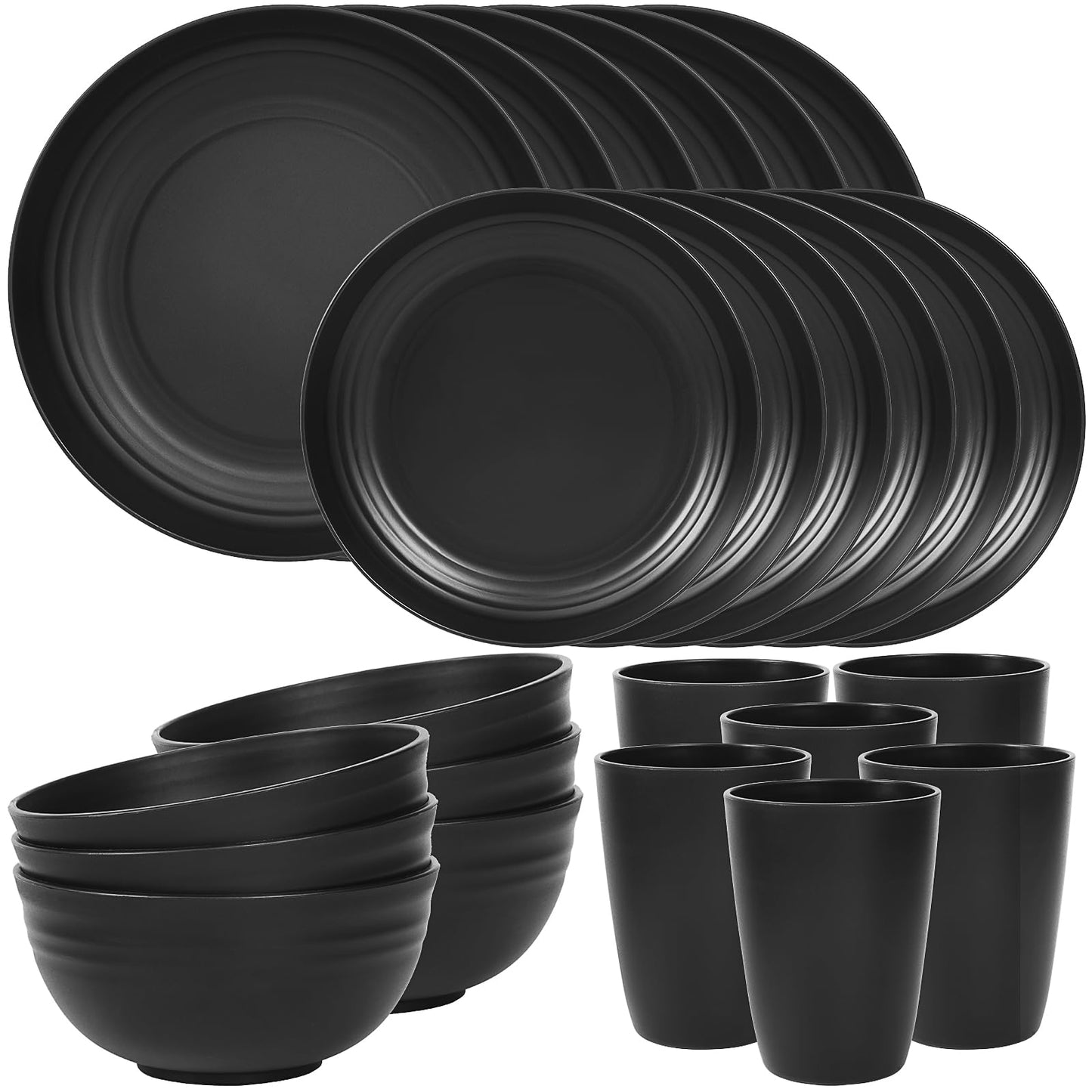 Quatish Plates and Bowls Sets, Unbreakable Dinnerware Sets, Plastic Dish Set for Camping, Dishwasher Microwave Safe, Outdoor Kitchen and Apartment Dinning Essentials