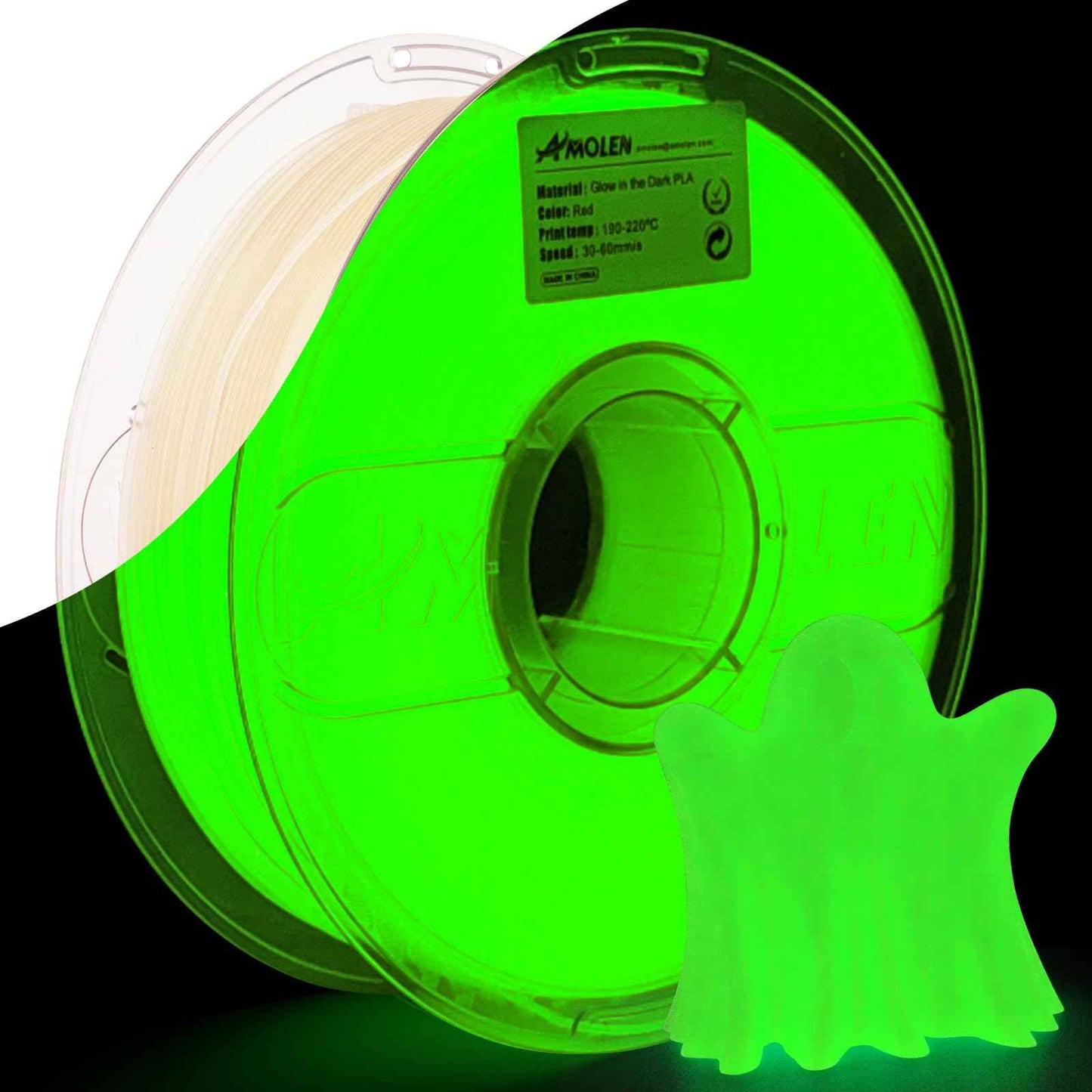 AMOLEN Glow in The Dark PLA Filament, 1.75mm PLA 3D Printer Filament