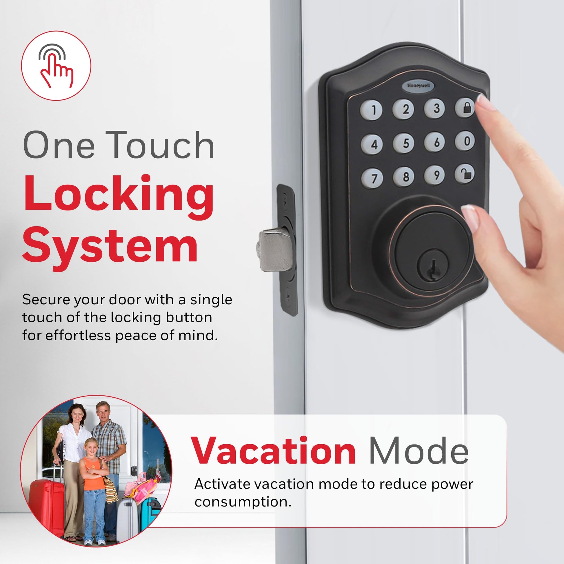 Honeywell Safes & Door Locks - Electronic Entry Deadbolt with Keypad, 2.9 x 2 x 6.2 inches