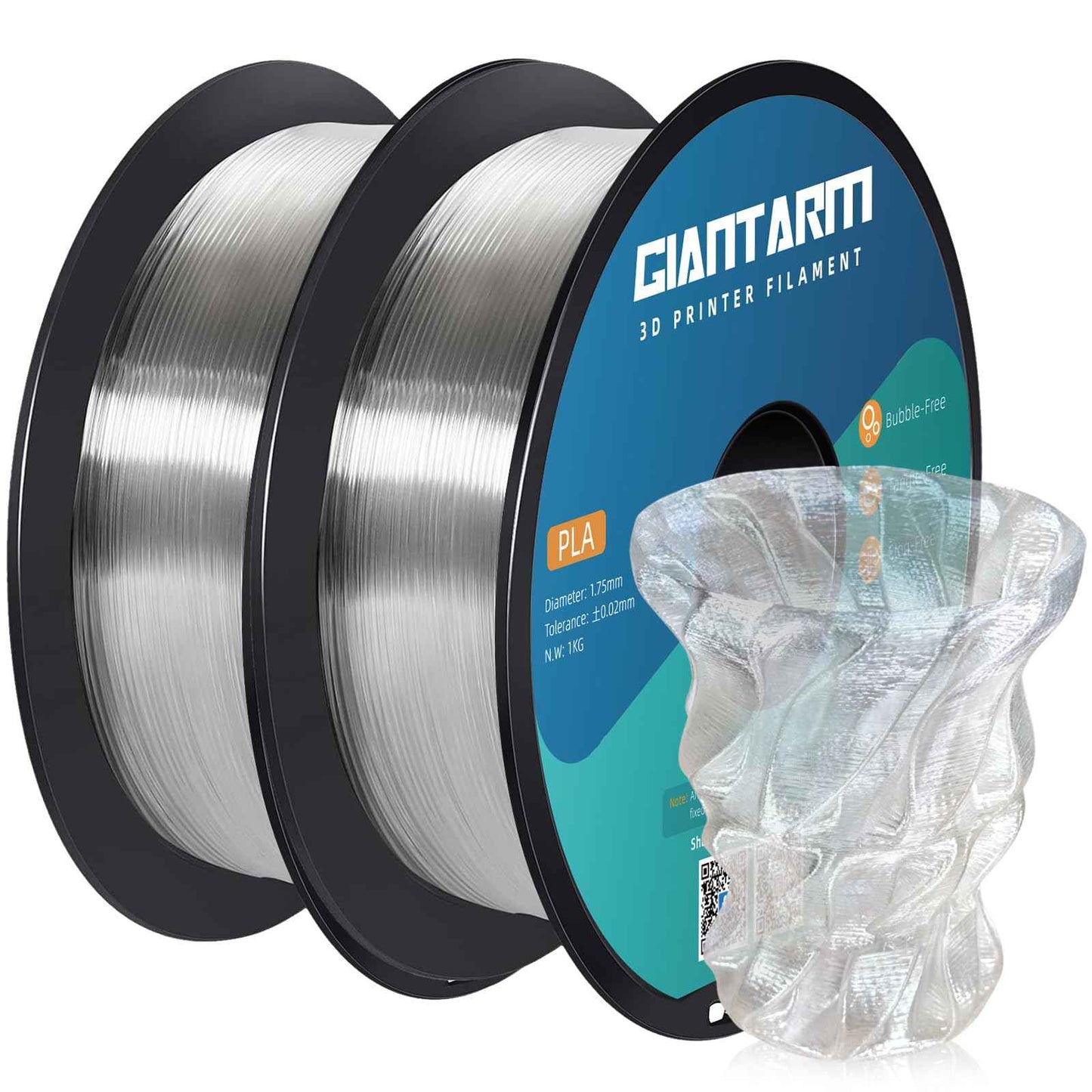 GIANTARM 3D Printer PLA Filament, Glitter Blue Filament, 1.75mm Dimensional Accuracy +/-0.03mm, 1080 Feet per Roll, Vacuum Packaging, for Most 3D FDM Printer