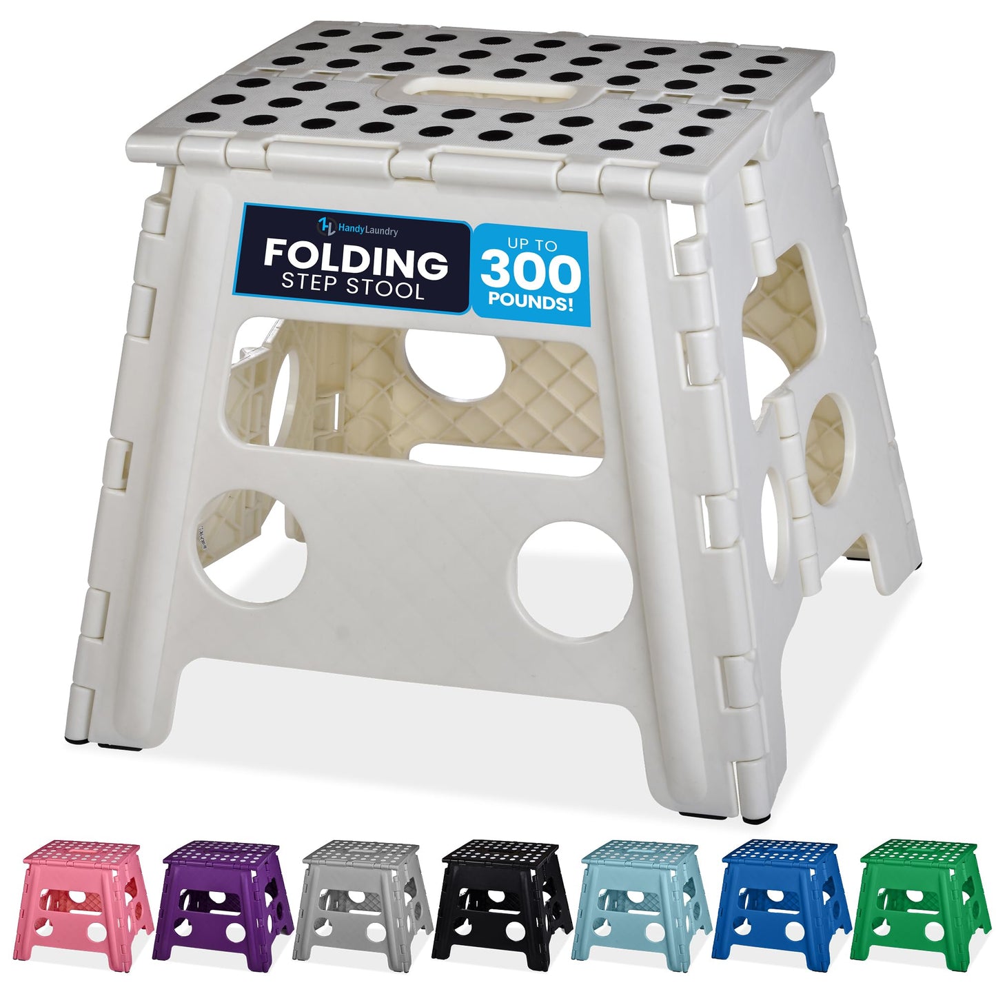 Handy Laundry Folding Lightweight Step Stool - Sturdy Enough to Support Adults and Safe Enough for Kids - Opens Easy with One Flip - Great for Kitchen, Bathroom or Bedroom
